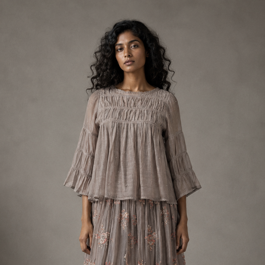 Misty Bloom Peplum Top