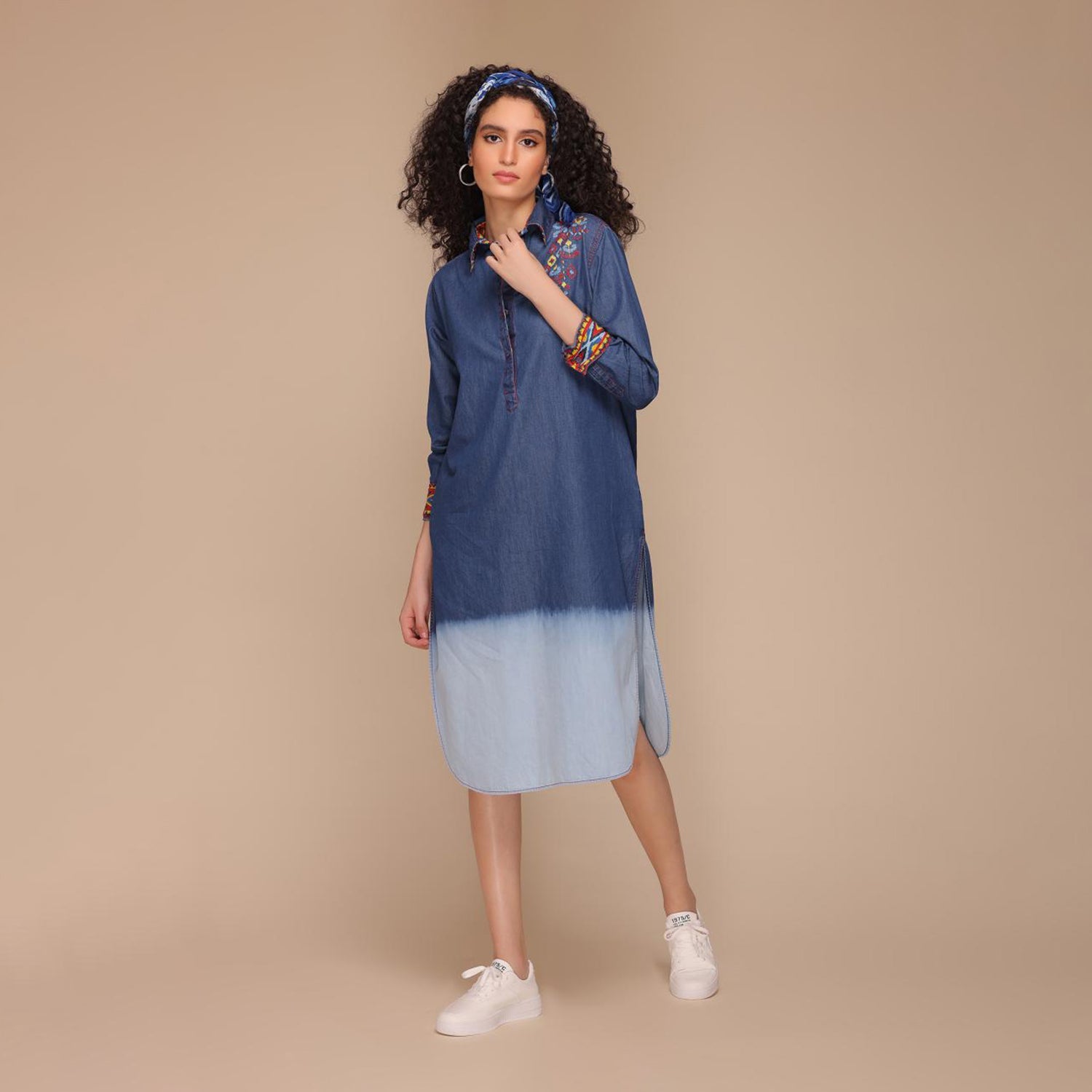 Malani Button Down Ombre Shirt Dress
