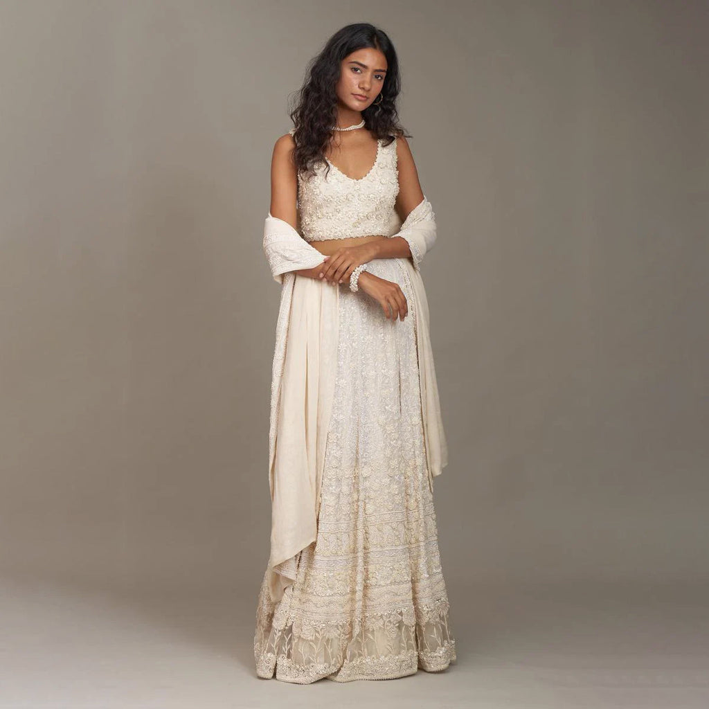 Whispering Petals – Off White Chikankari Skirt