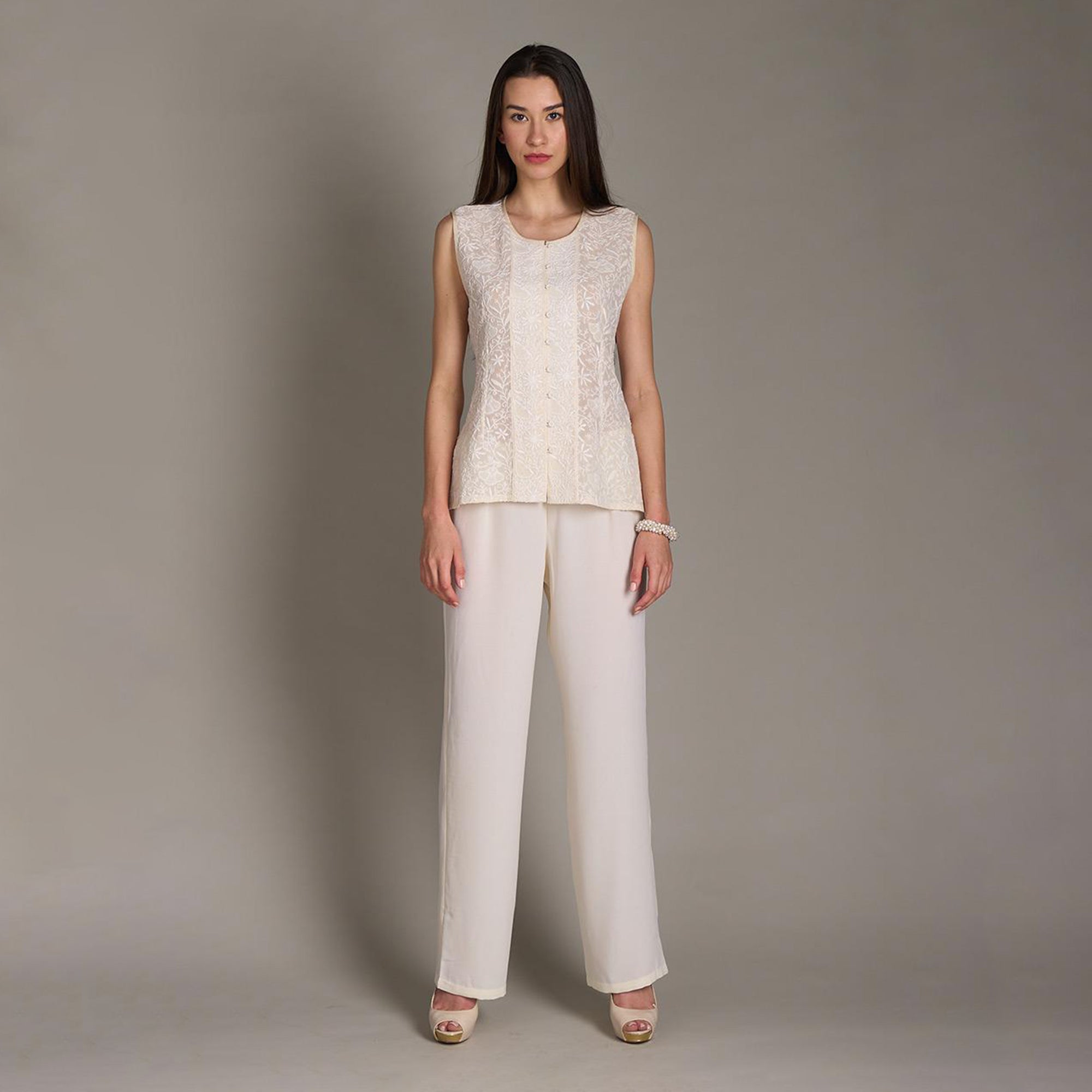 Lekha Chikankari Vest