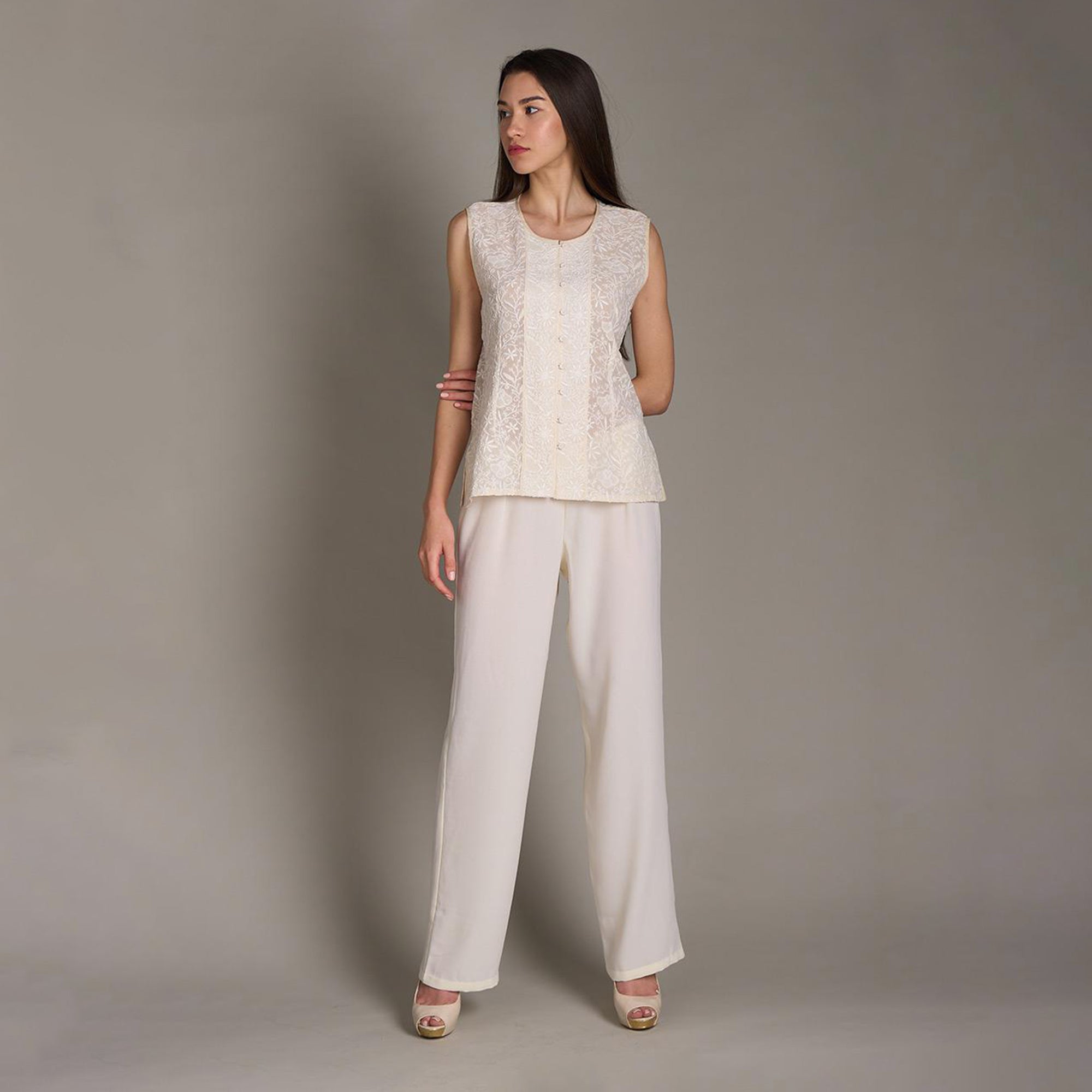 Lekha Chikankari Vest