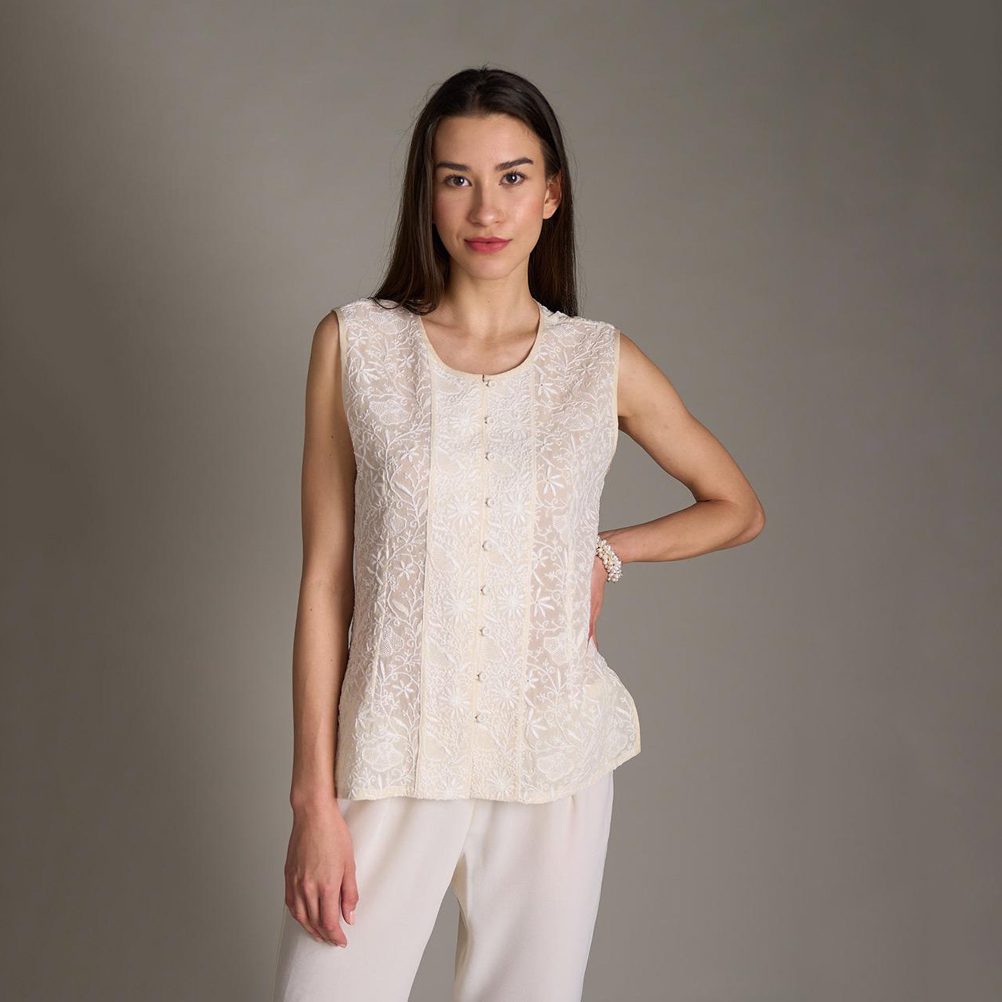 Lekha Chikankari Vest