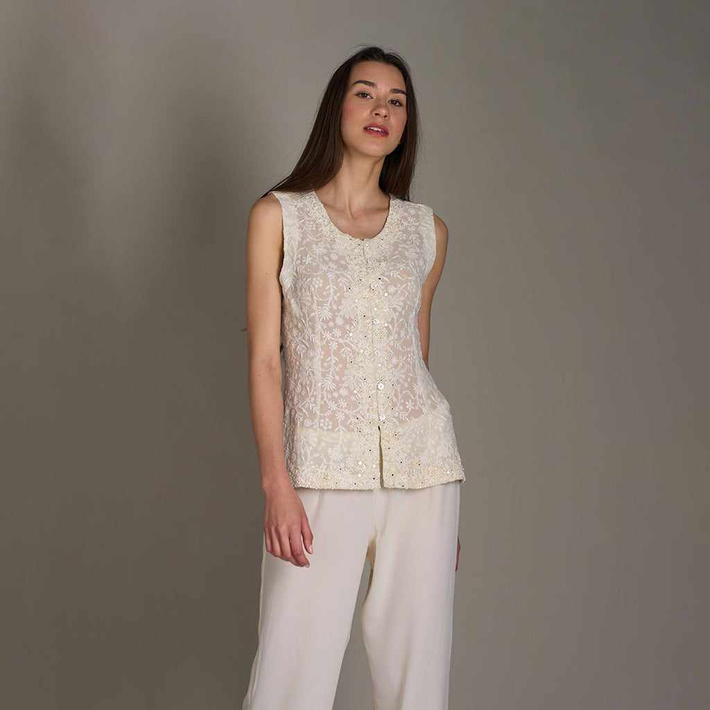 Heral Chikankari Vest
