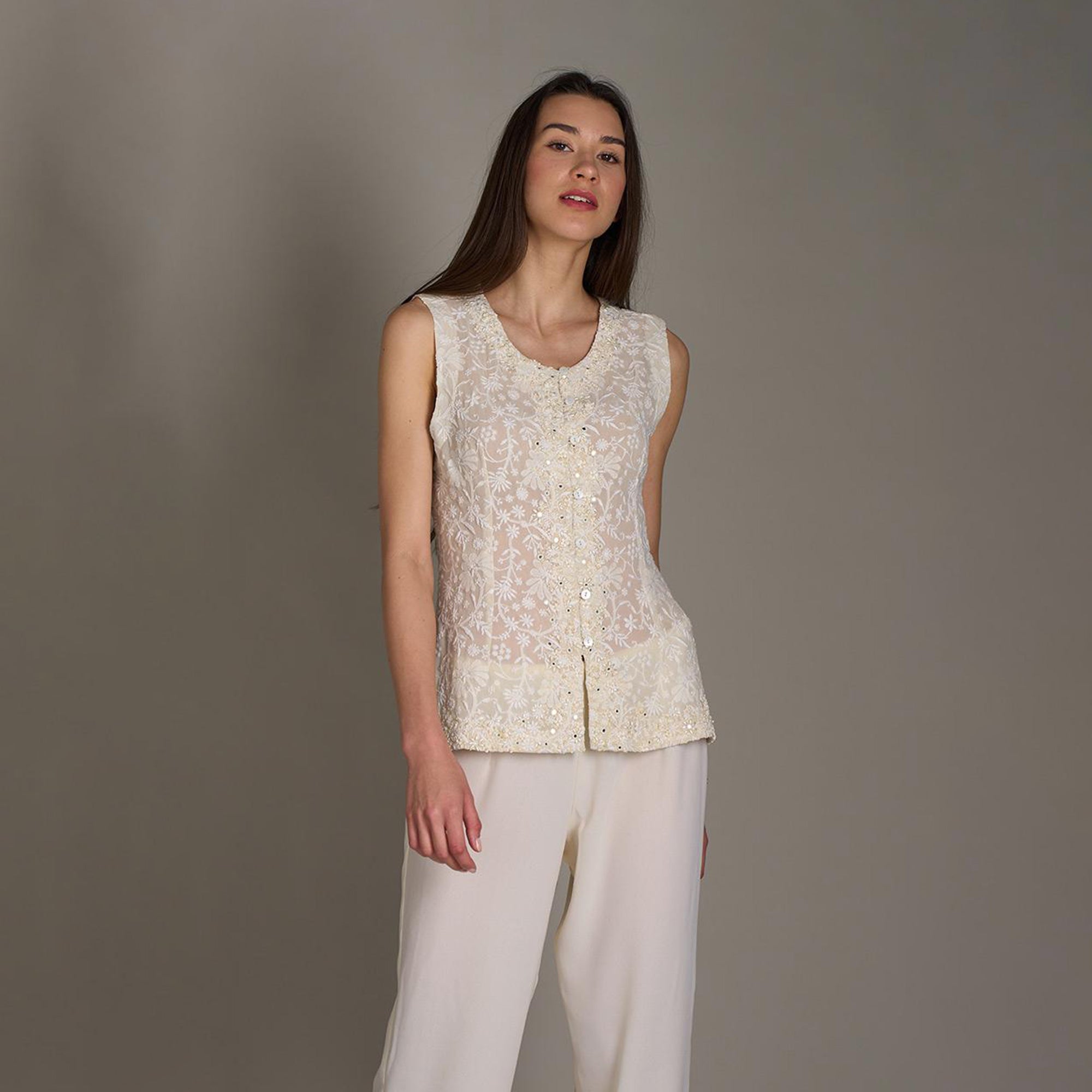 Heral Chikankari Vest