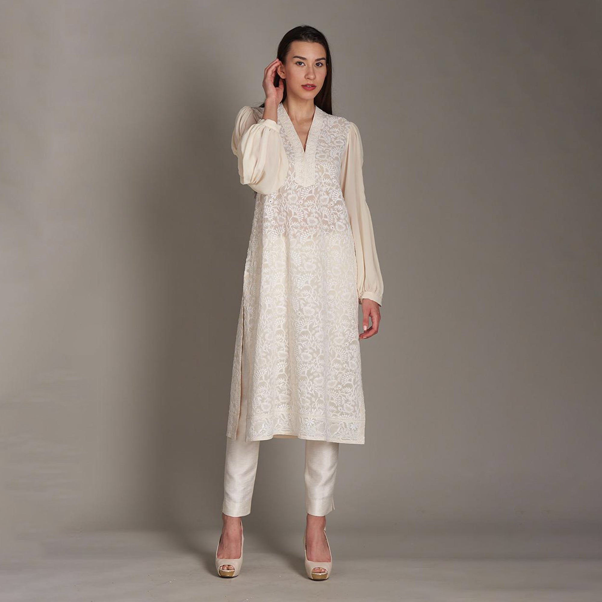 Brinda Chikankari Tunic