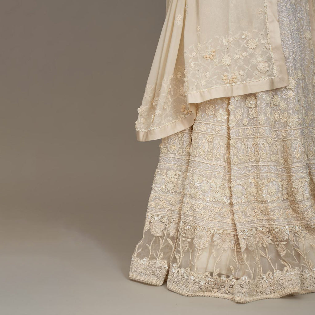 Whispering Petals – Off White Chikankari Skirt