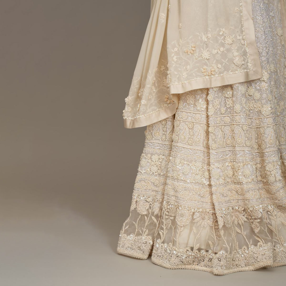 Whispering Petals – Off White Chikankari Skirt