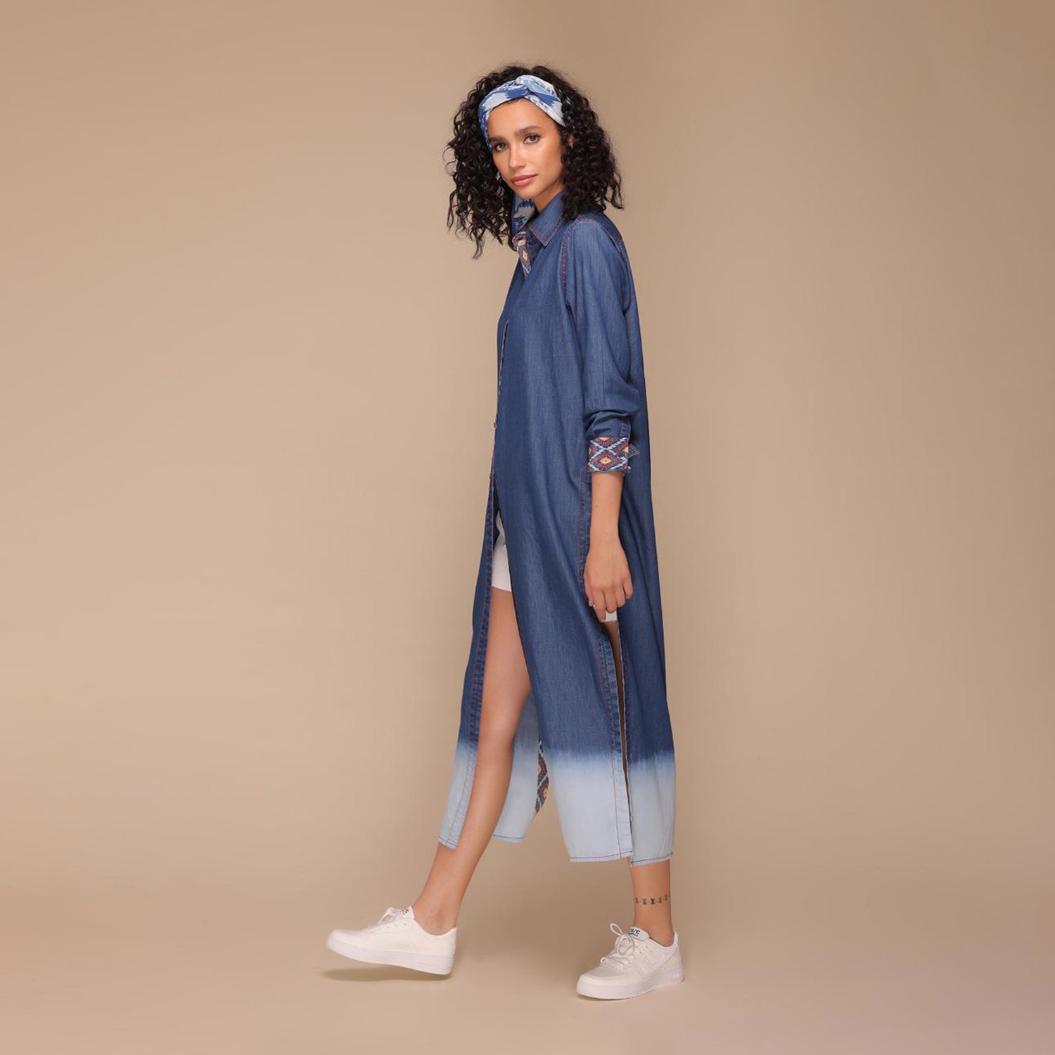 Holly Button Down Long Ombre Shirt