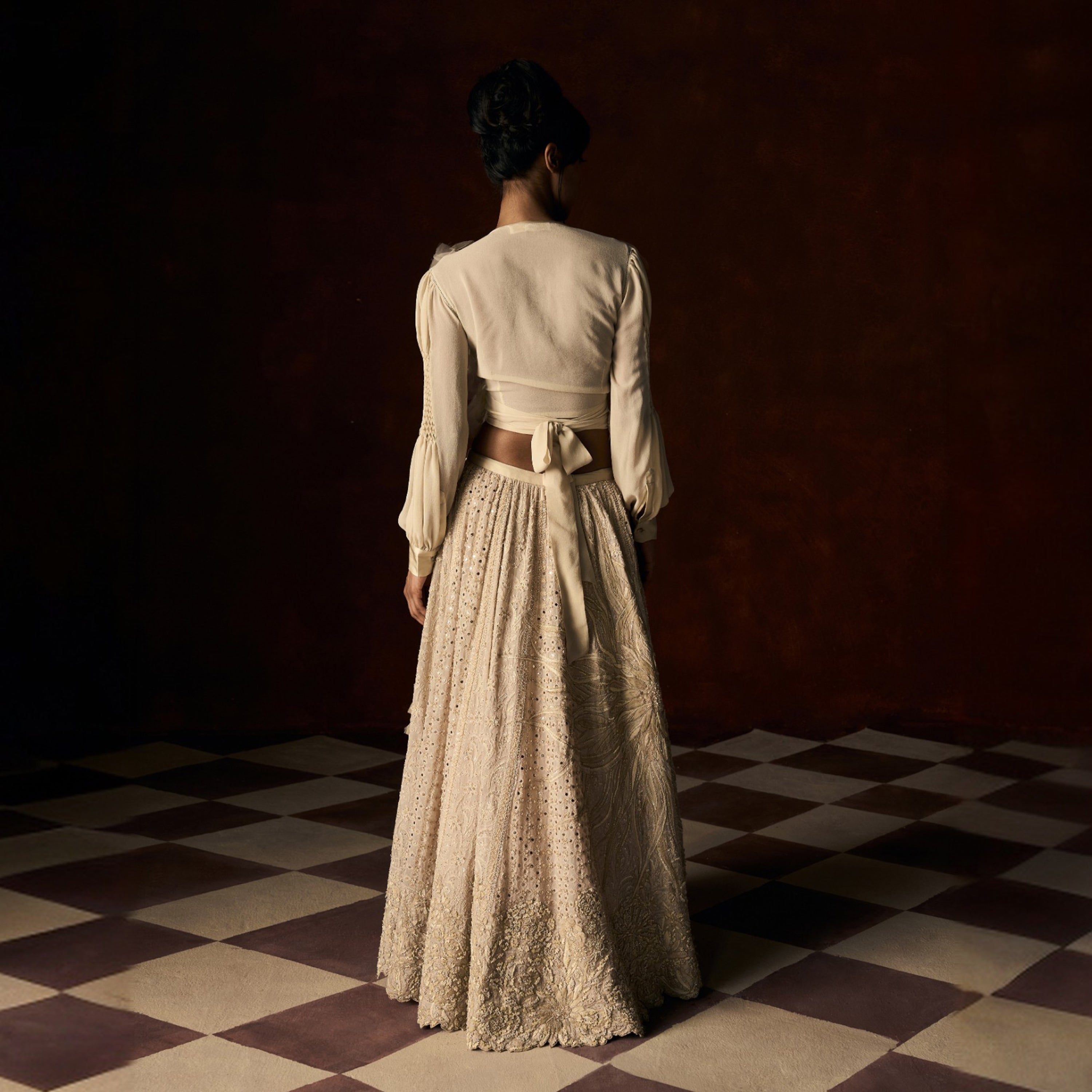 Rajeshwari Chikankari Pale Ecru Lehanga