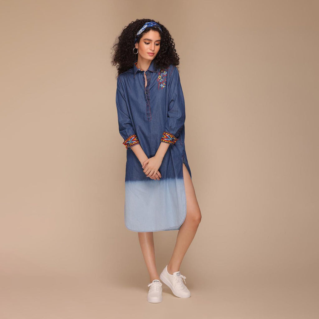 Malani Button Down Ombre Shirt Dress