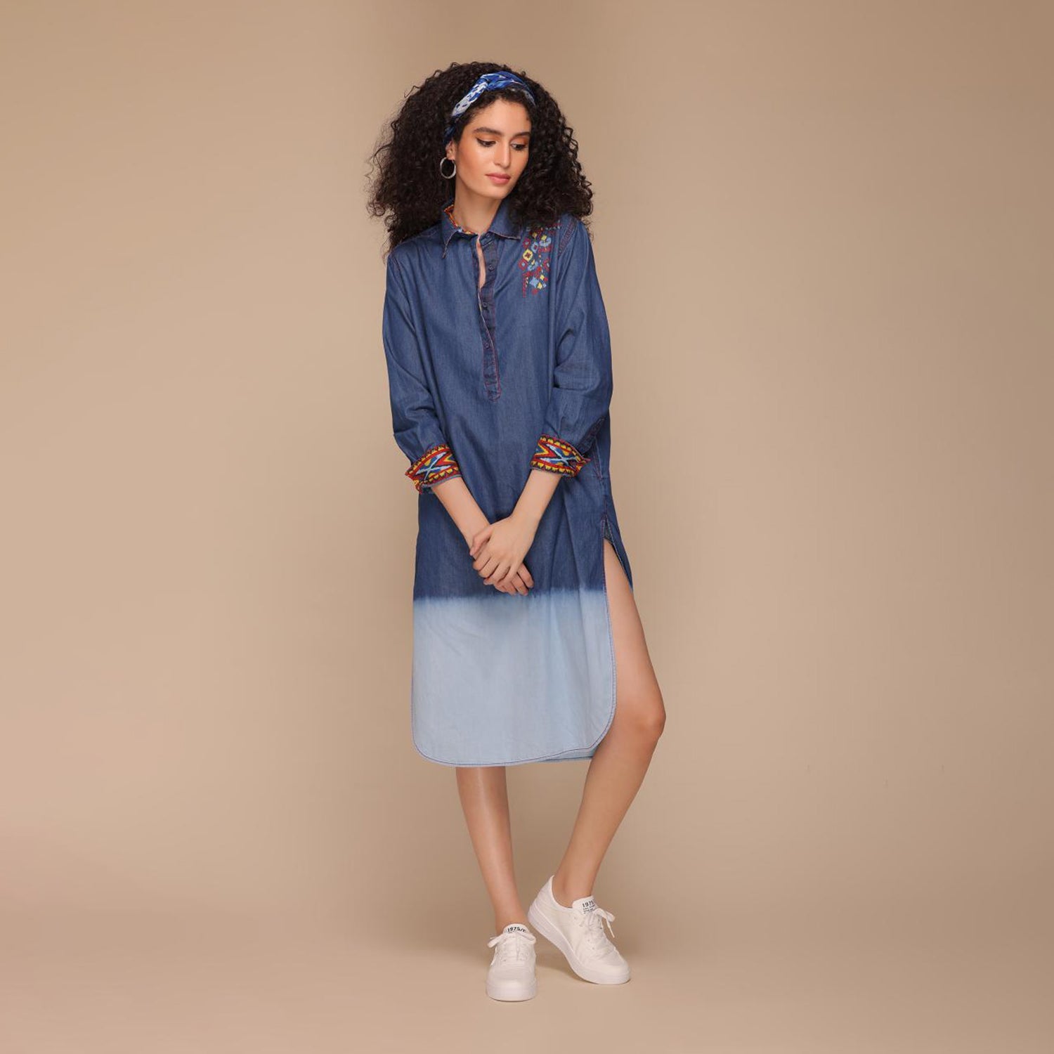 Malani Button Down Ombre Shirt Dress