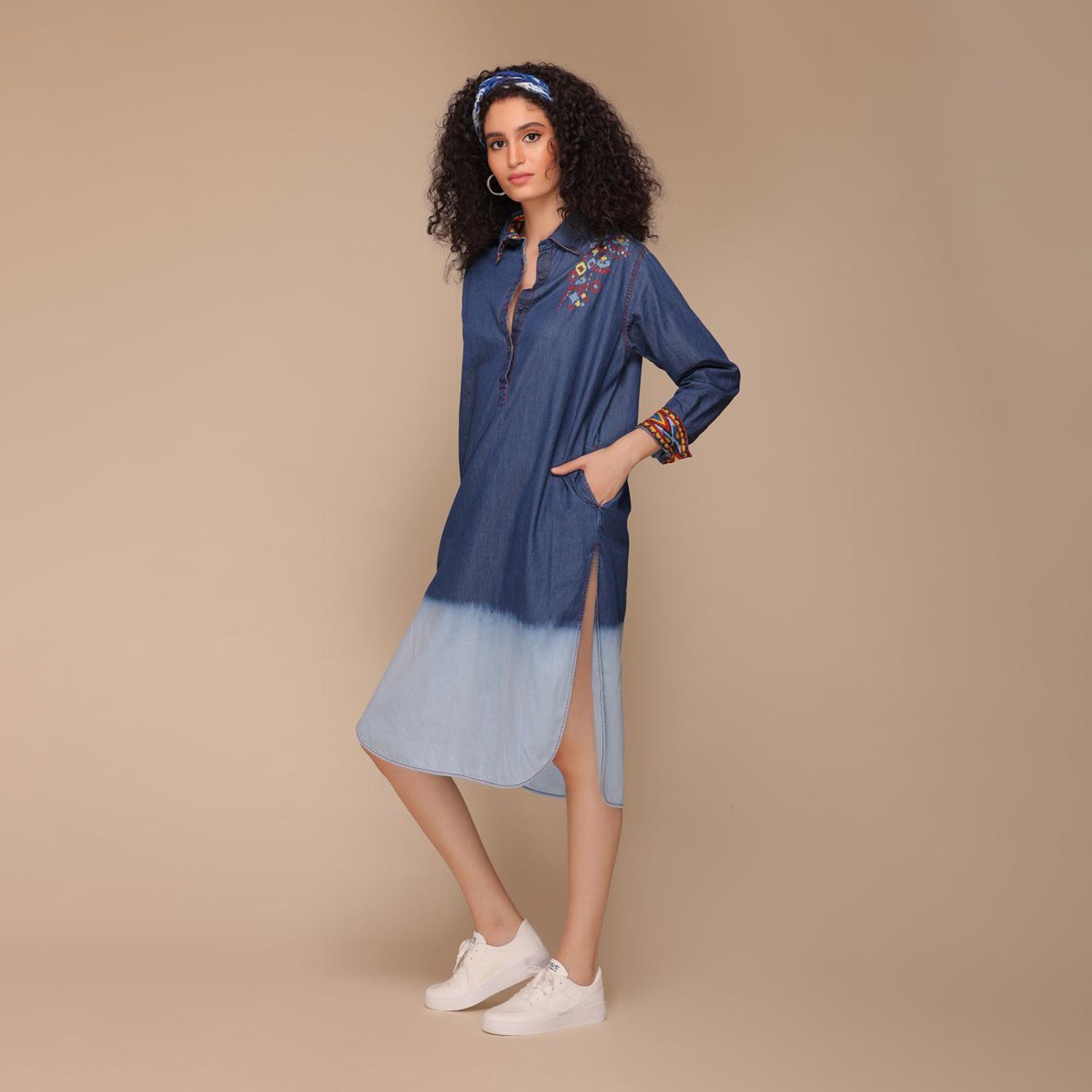 Malani Button Down Ombre Shirt Dress