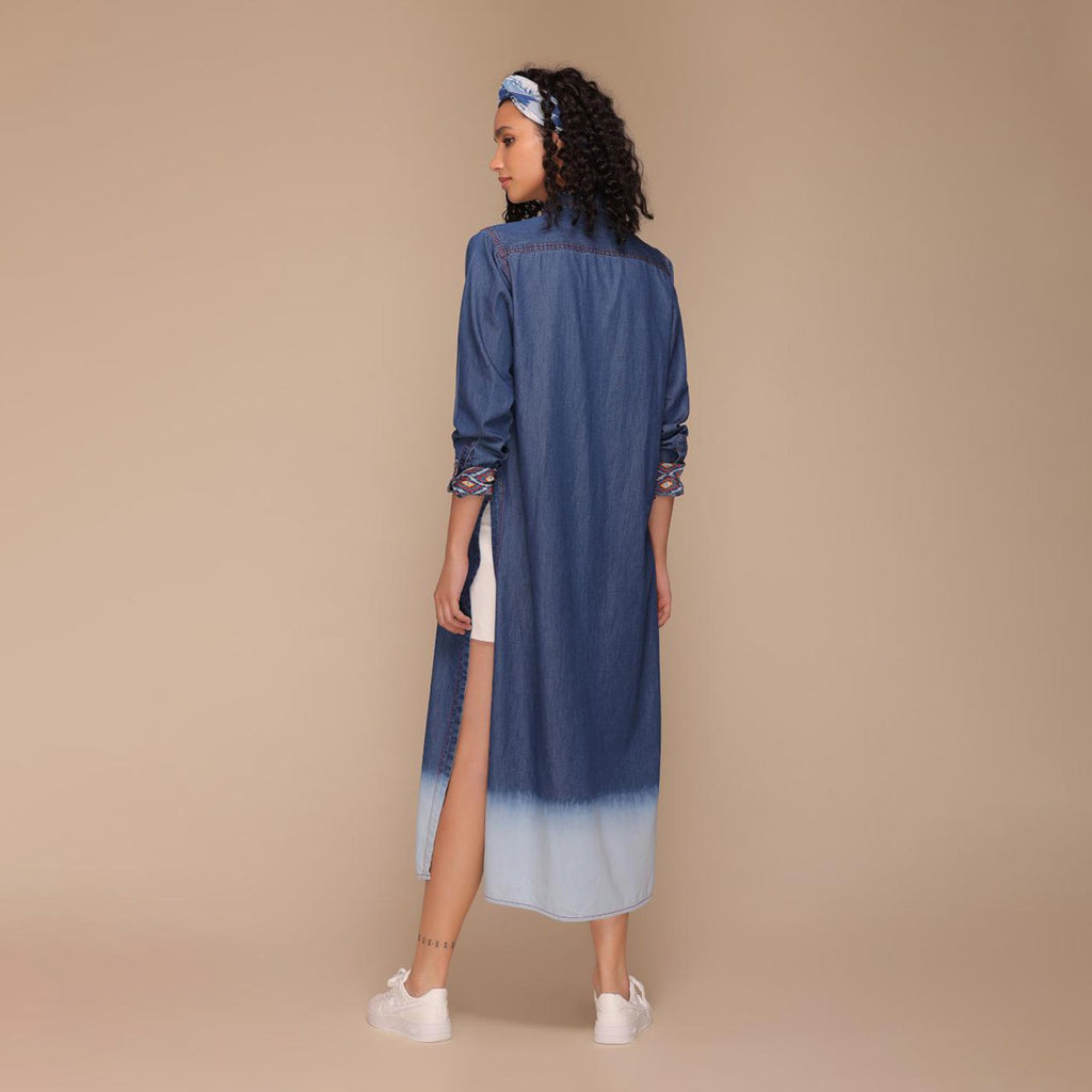 Holly Button Down Long Ombre Shirt