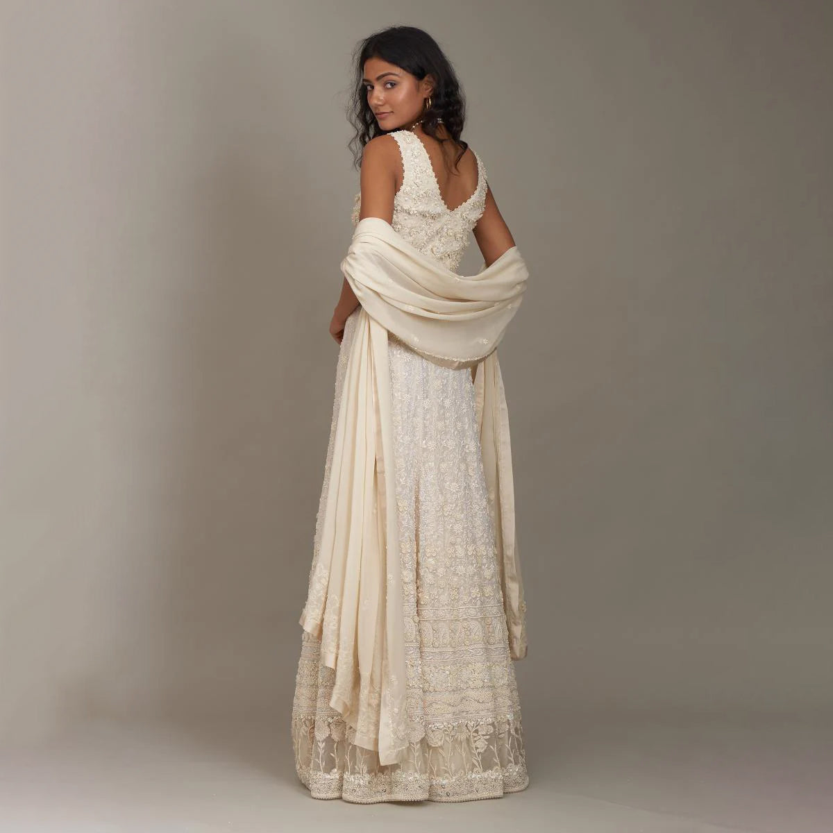 Whispering Petals – Off White Chikankari Skirt