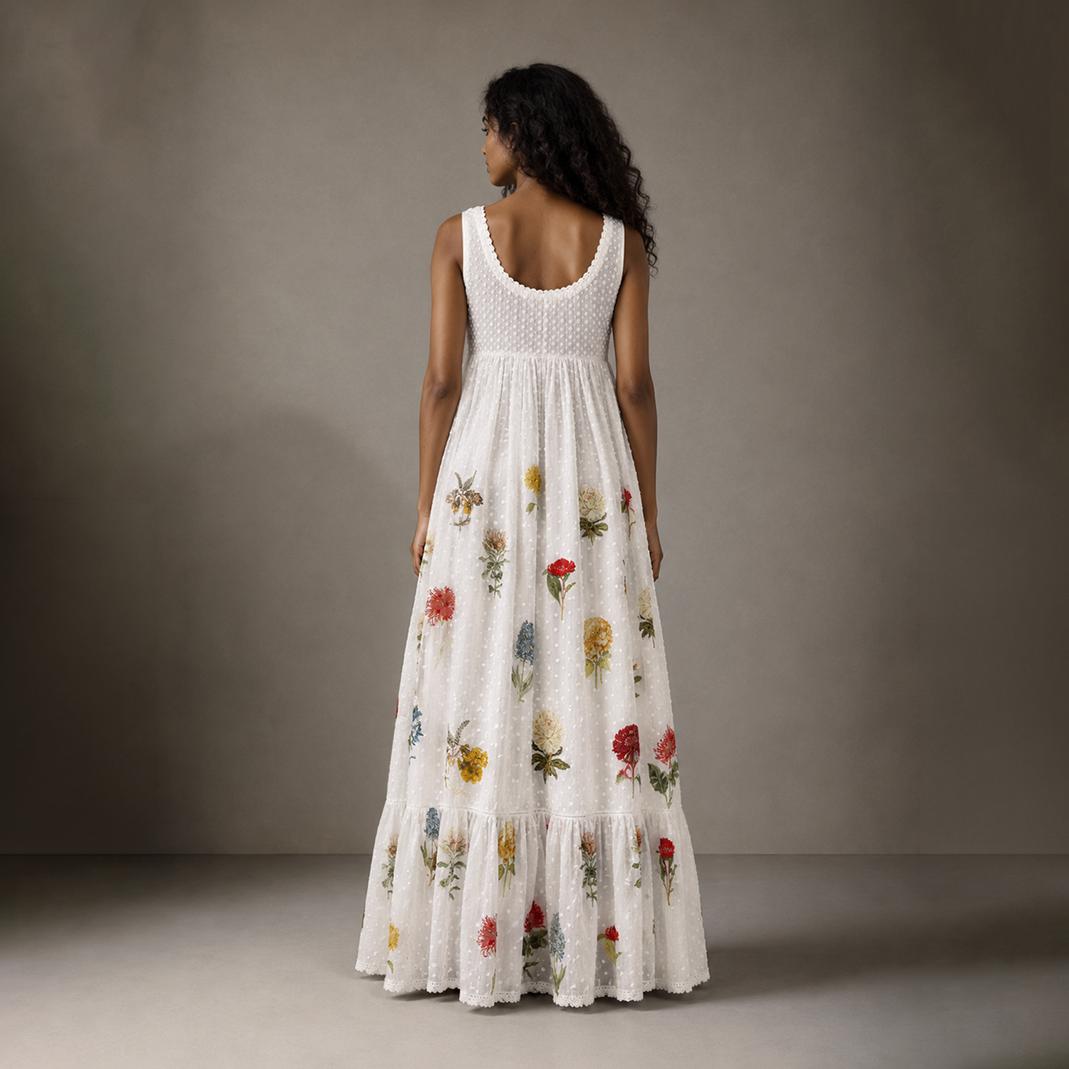 Juliana Long Embroidered Empire Dress