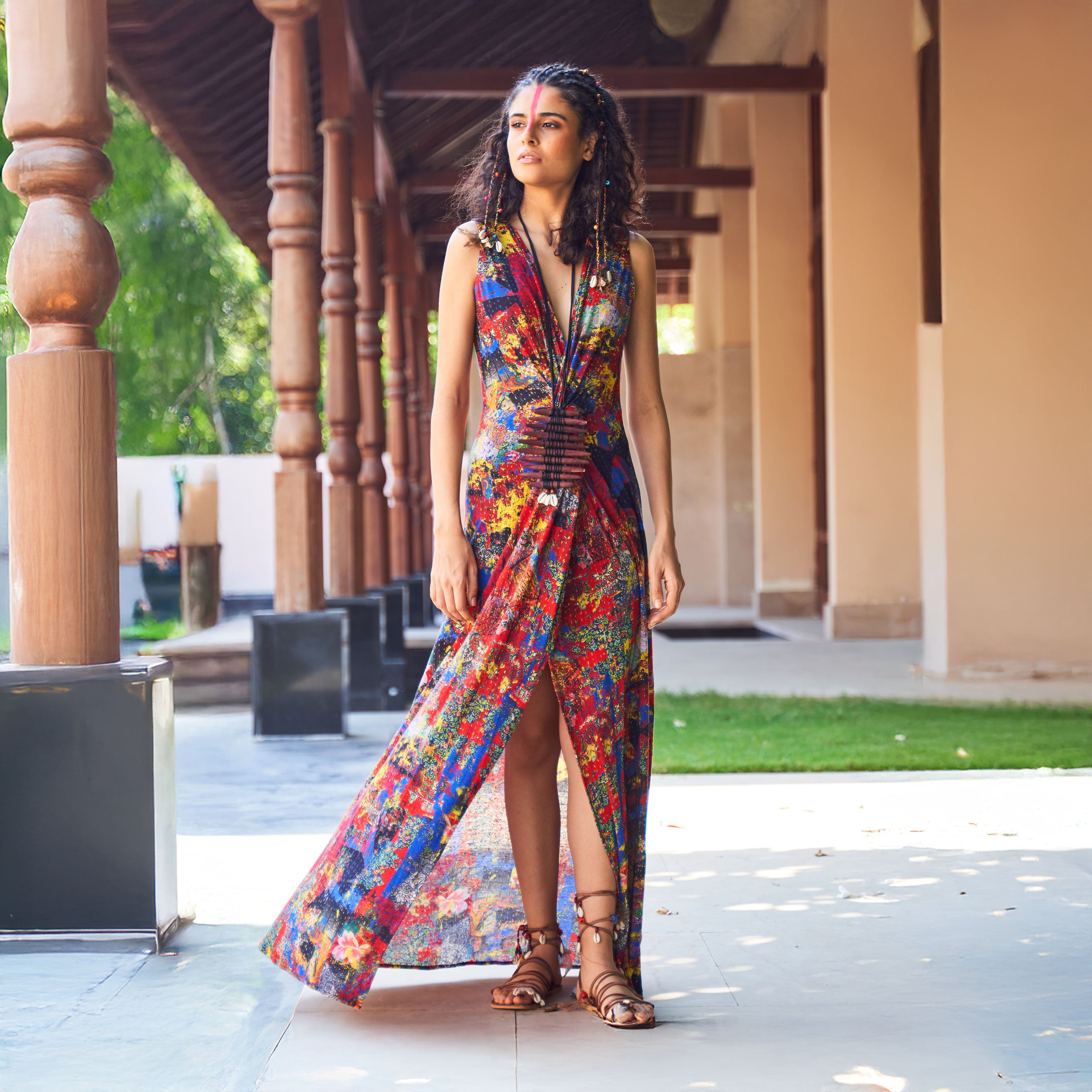 payal jain sheer wrap dress Payal Jain Anthropologie Sheer Maxi Wrap Dress Womens Small Black Printed Party