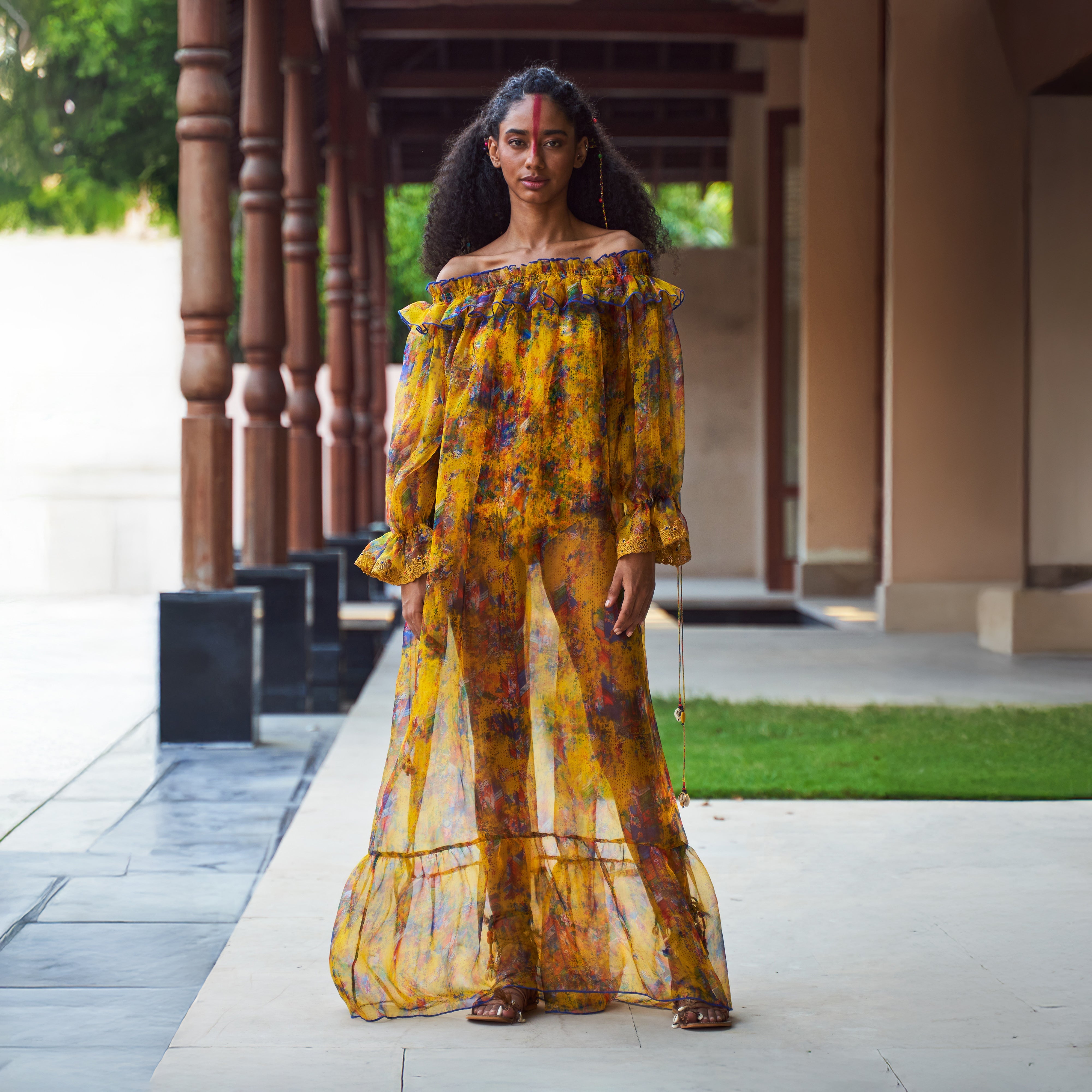 Nitya Off-Shoulder Tie Up Dress