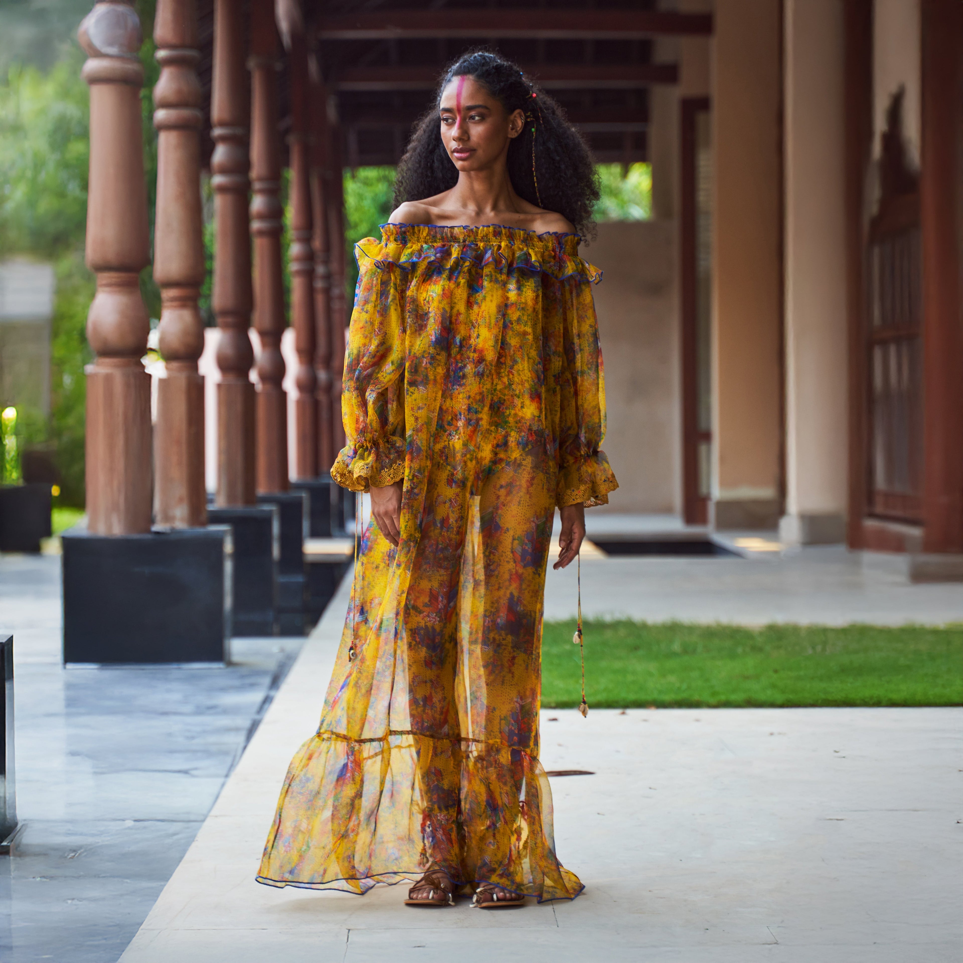 Nitya Off-Shoulder Tie Up Dress