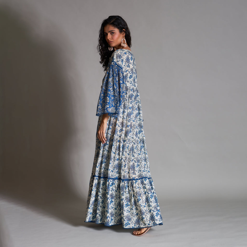 Liala Smock Tiered Two Tone Dress