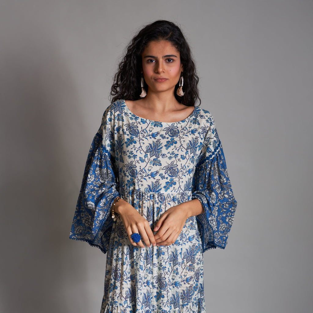 Liala Smock Tiered Two Tone Dress