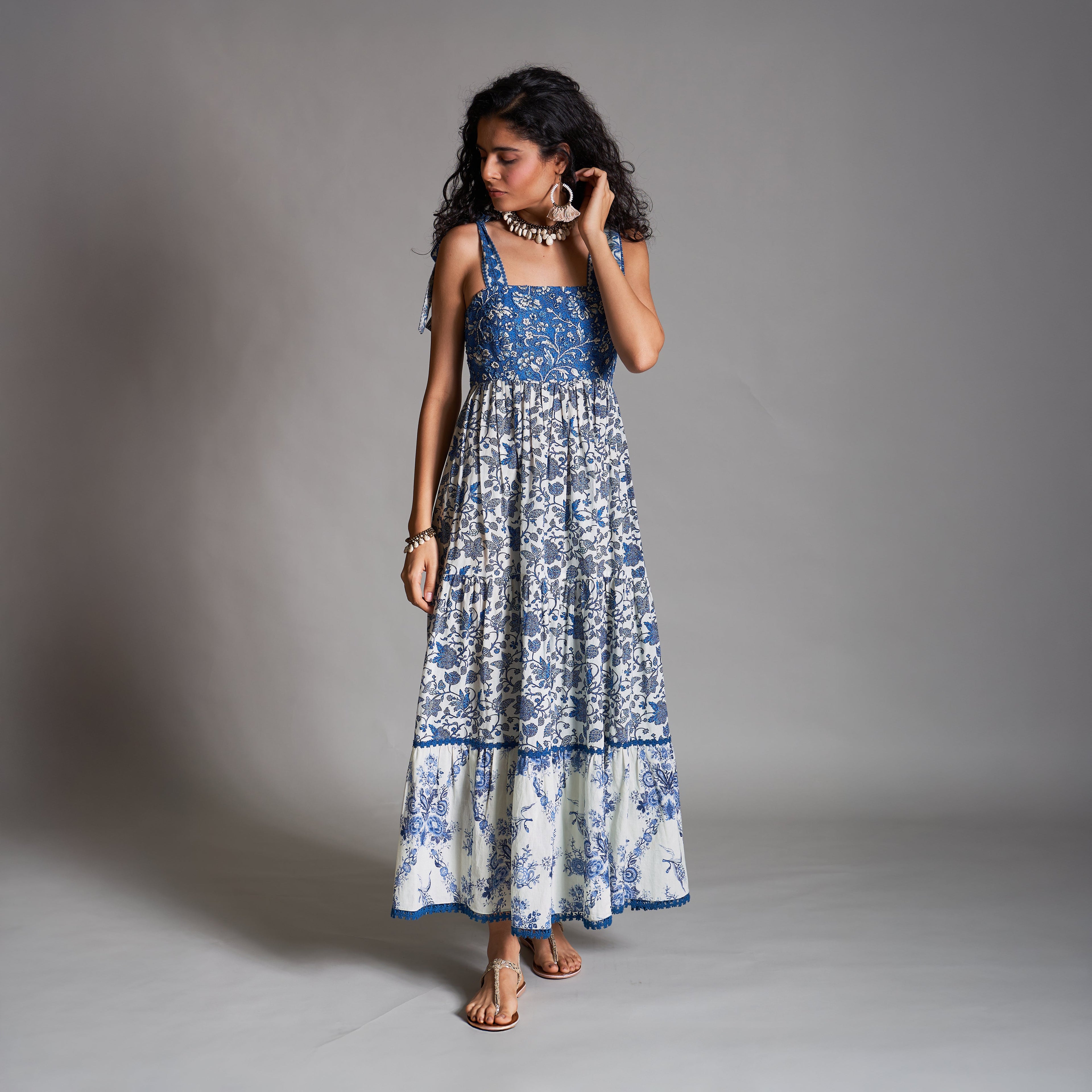 Maraia Tiered Baby Doll Tie-up Sundress