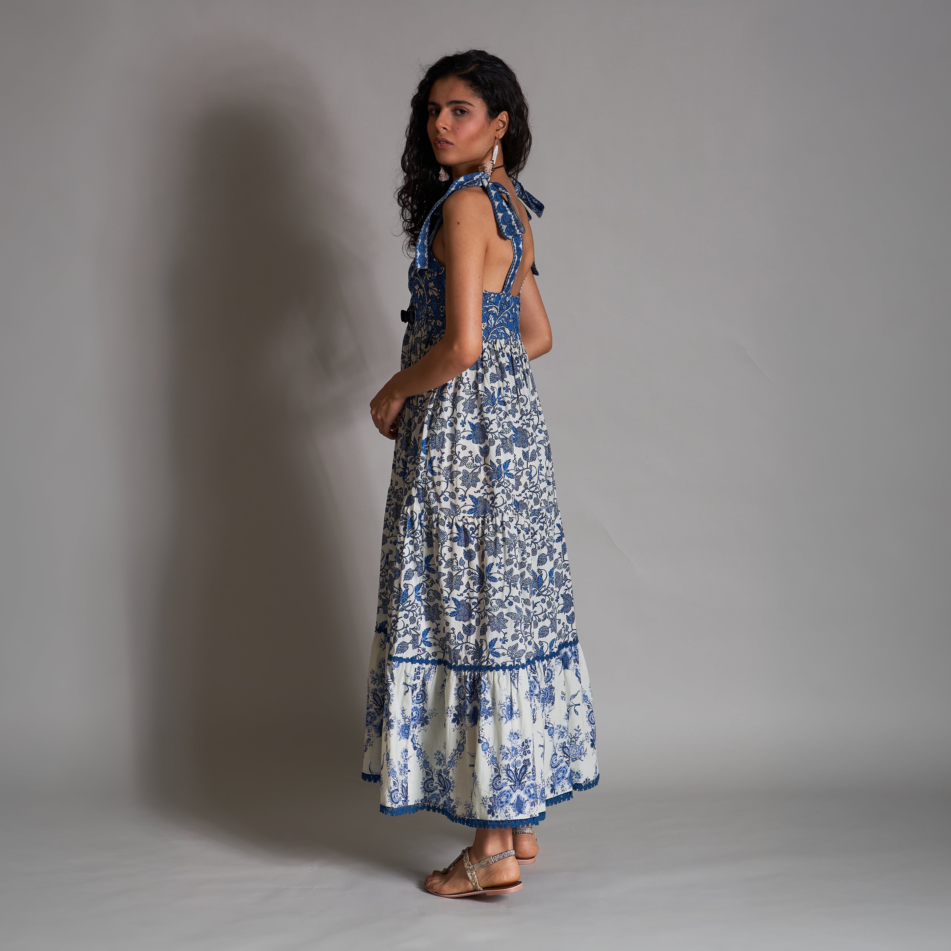 Maraia Tiered Baby Doll Tie-up Sundress