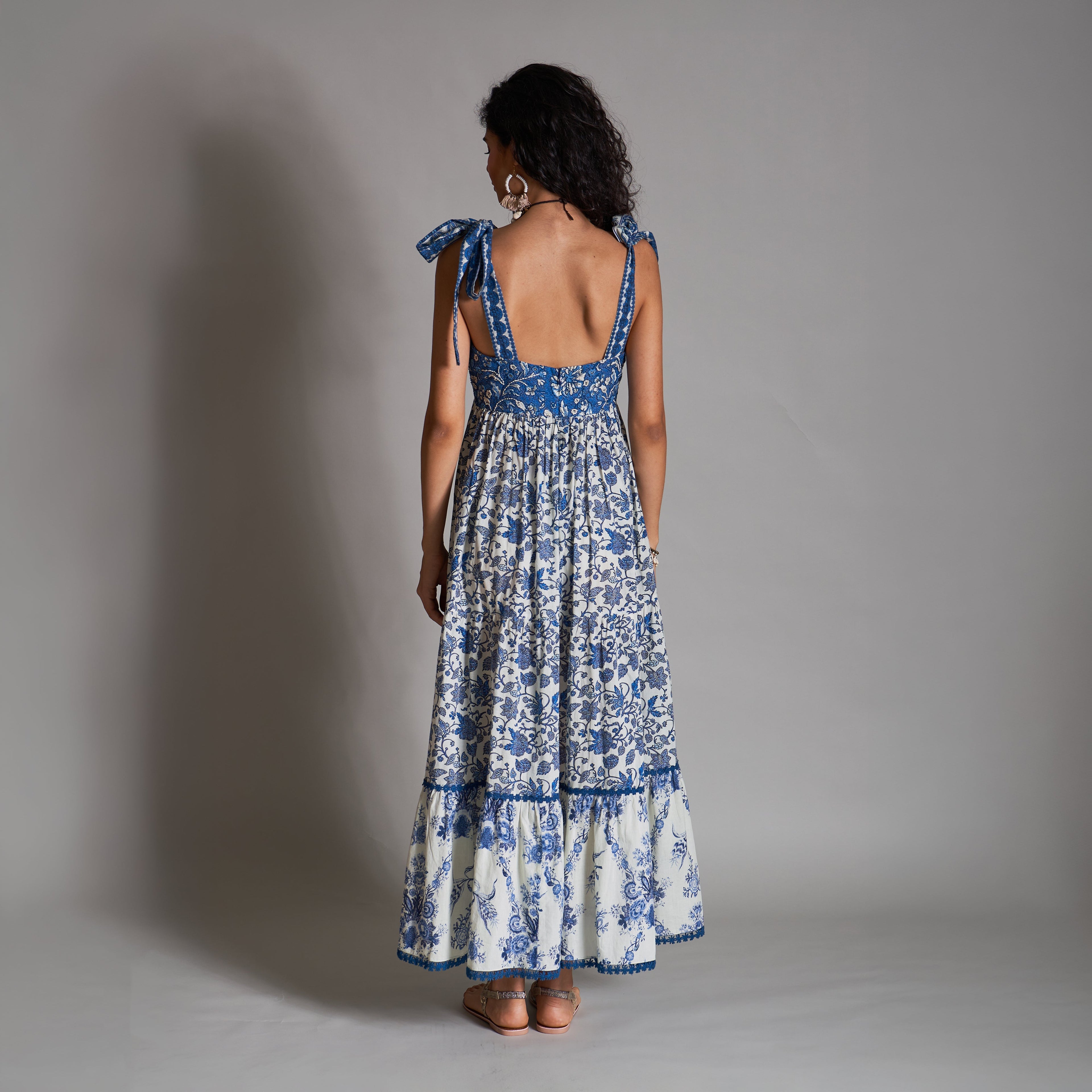 Maraia Tiered Baby Doll Tie-up Sundress