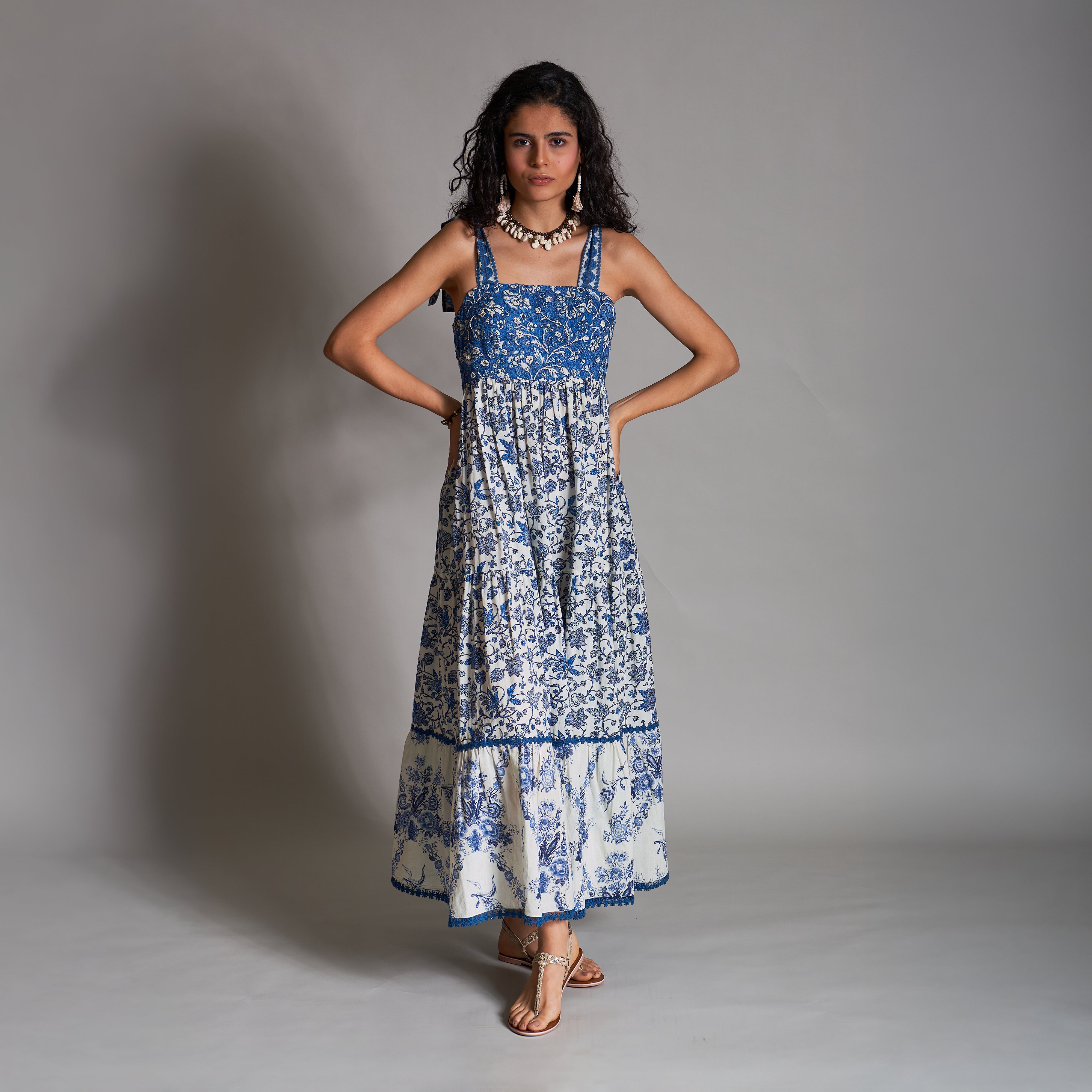 Maraia Tiered Baby Doll Tie-up Sundress