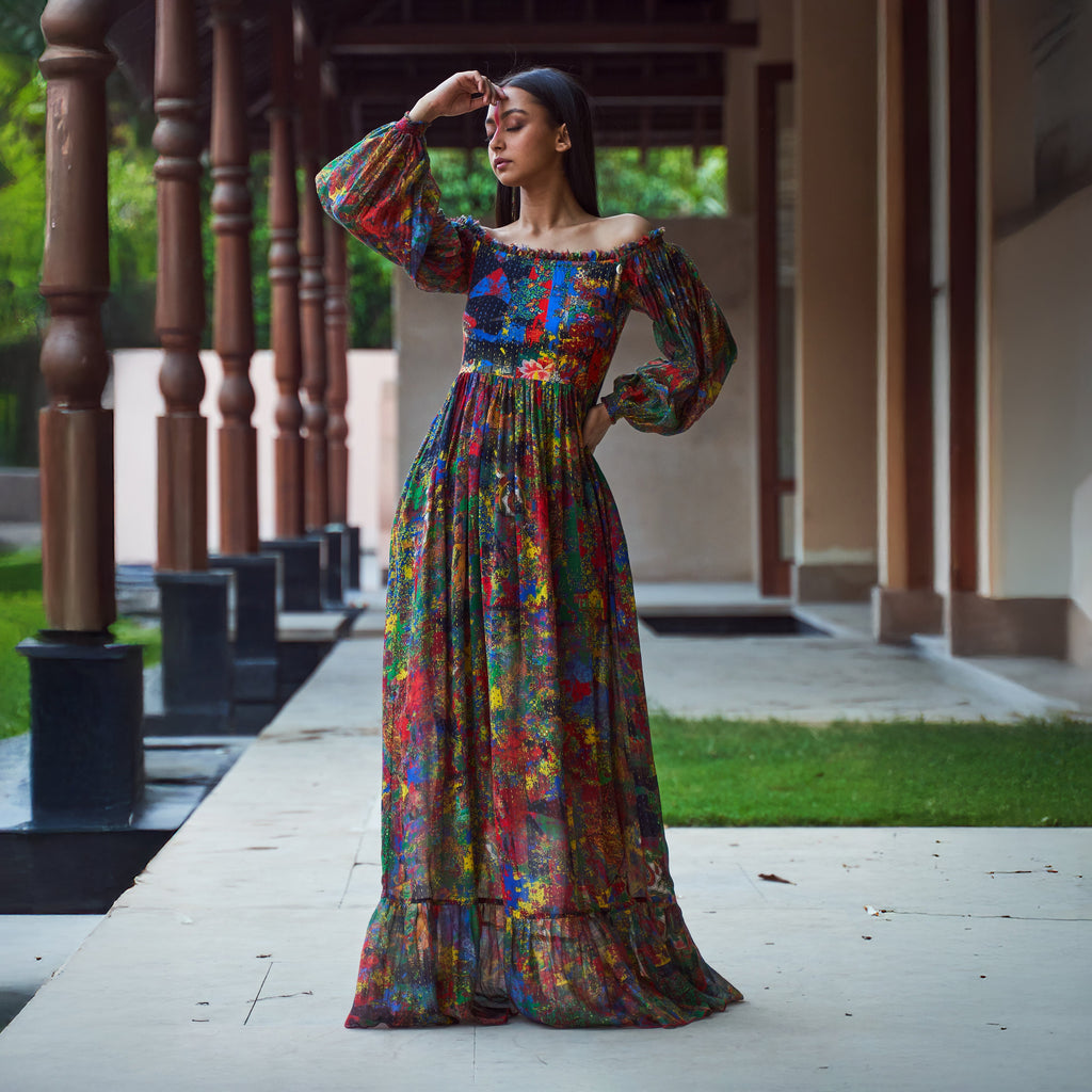 Meera Off-Shoulder Peasant Dress