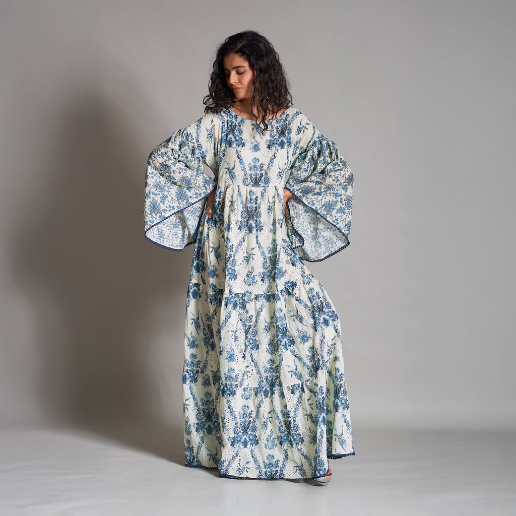 Sarah Smock Tiered Dress with Poet Sleeves