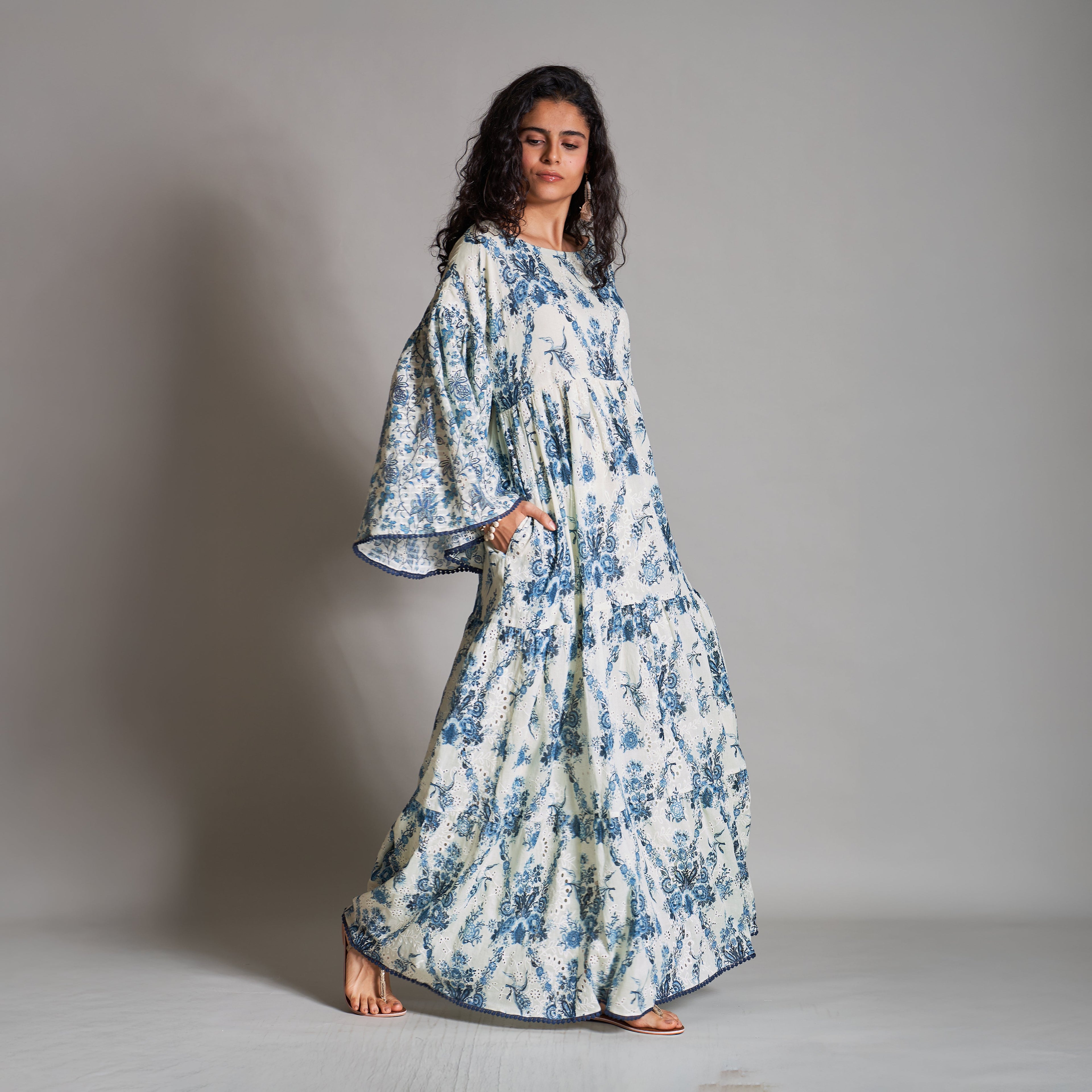 Sarah Smock Tiered Dress with Poet Sleeves
