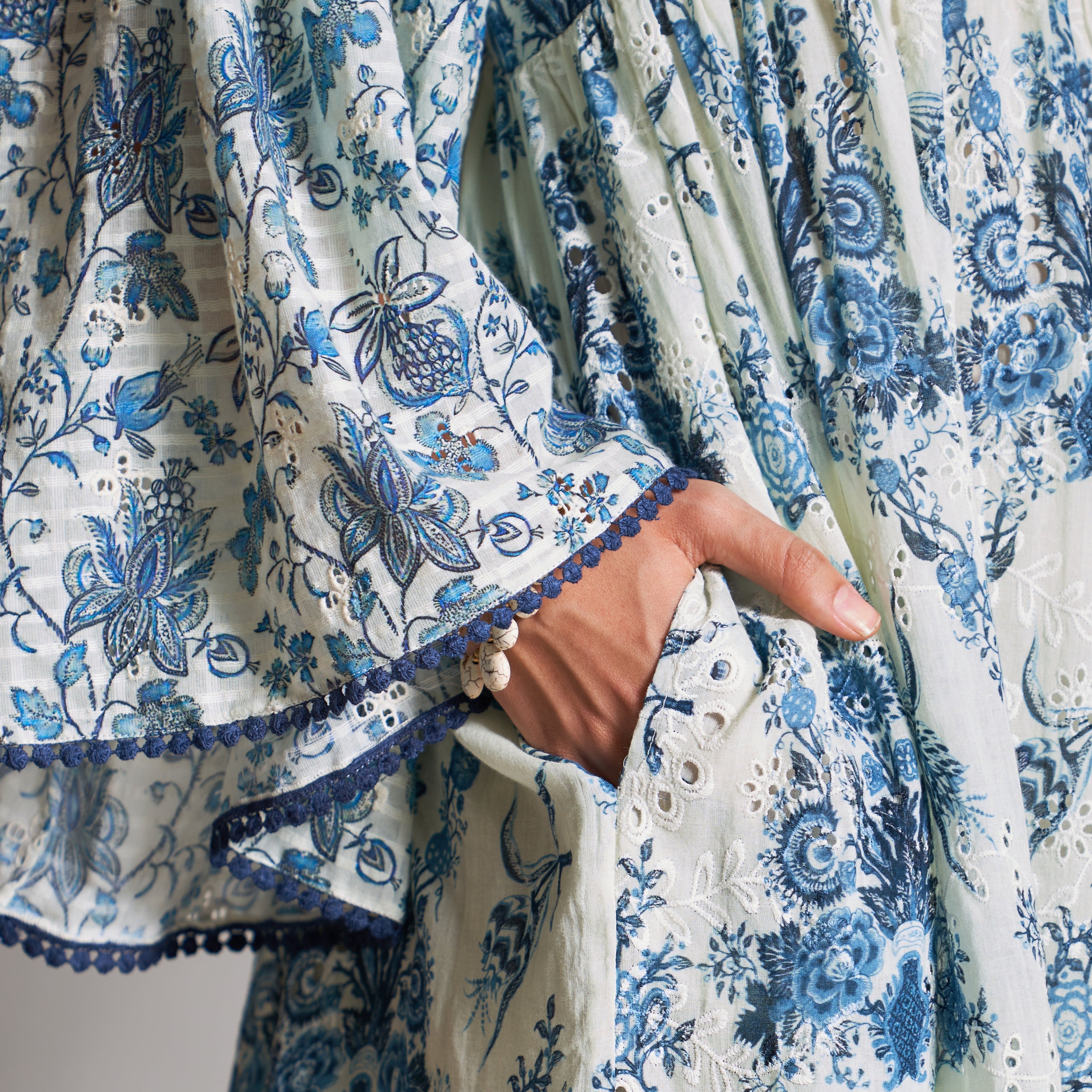 Sarah Smock Tiered Dress with Poet Sleeves