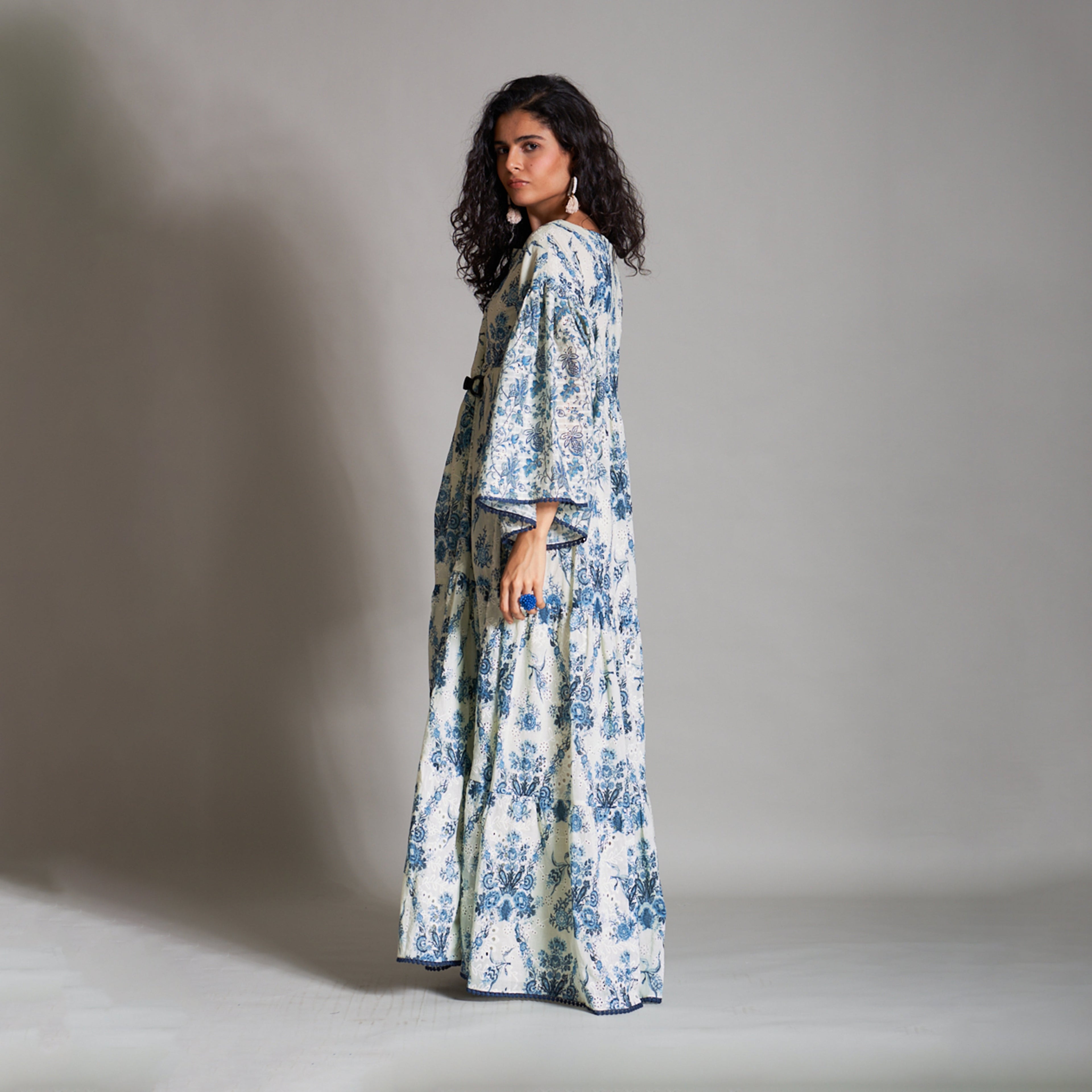 Sarah Smock Tiered Dress with Poet Sleeves