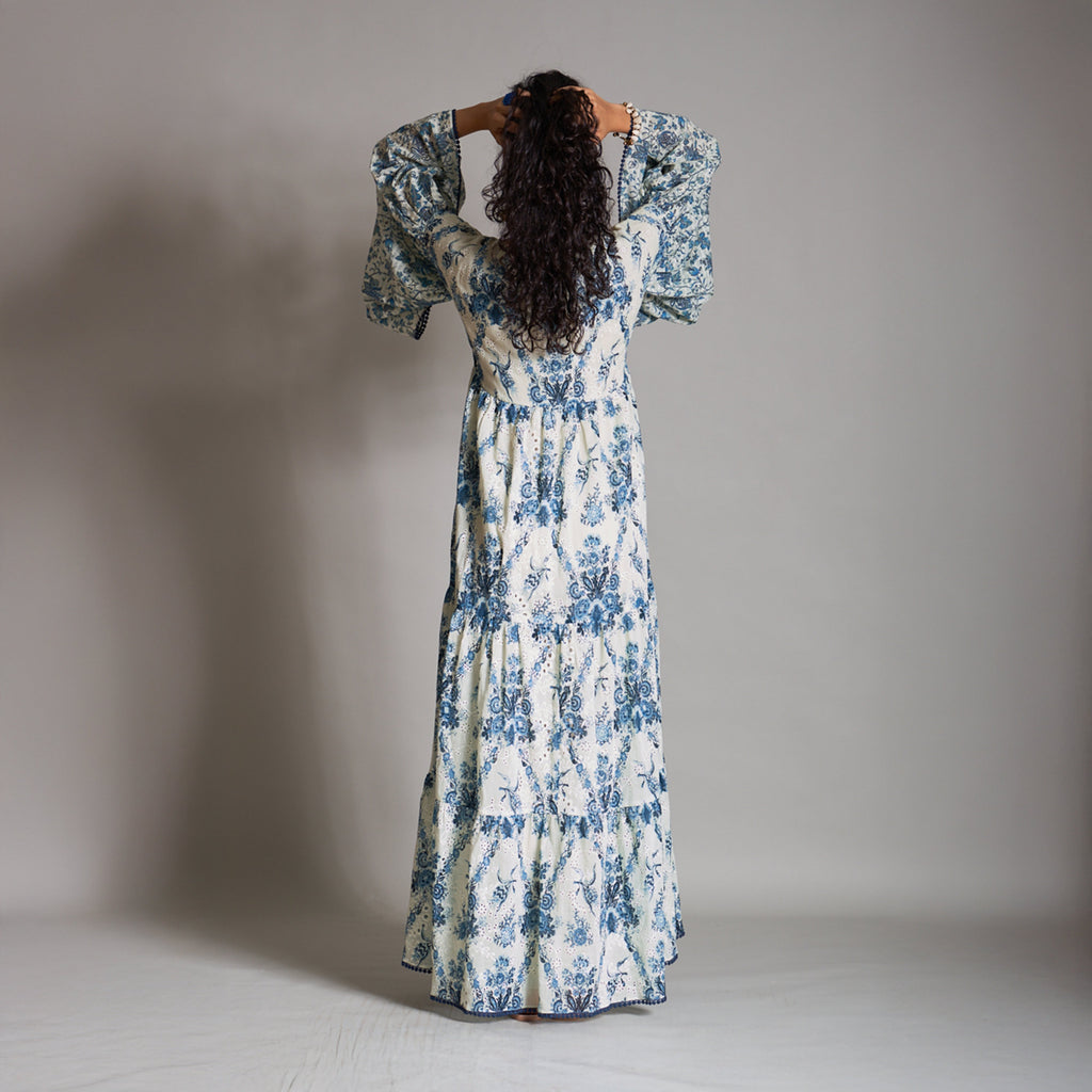 Sarah Smock Tiered Dress with Poet Sleeves