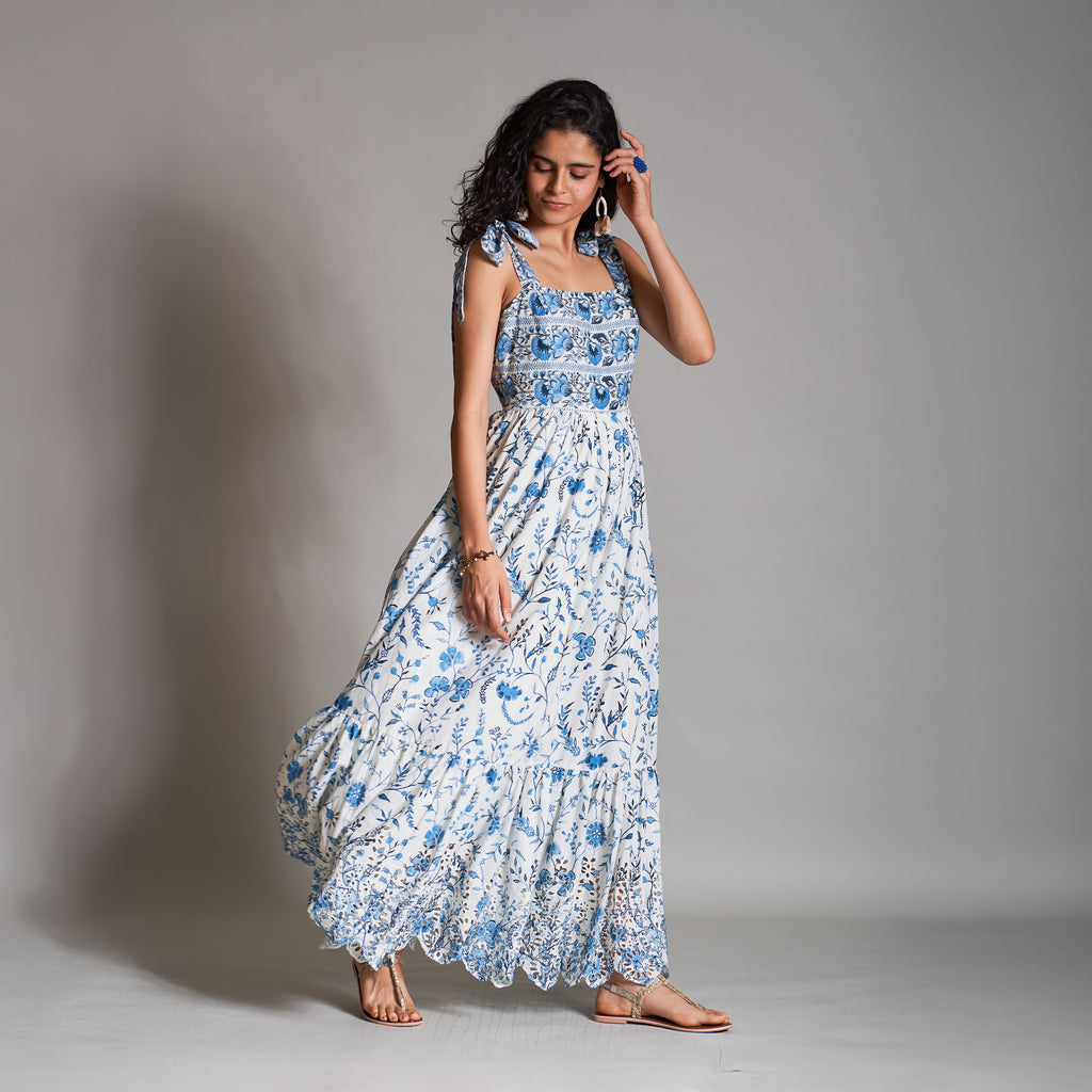 Renee Tiered Babydoll Tie Up Sundress