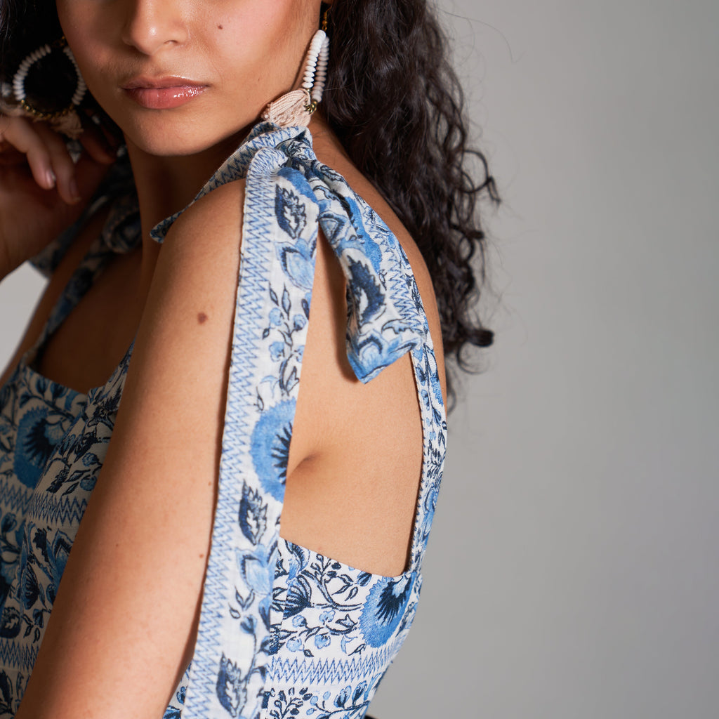 Renee Tiered Babydoll Tie Up Sundress