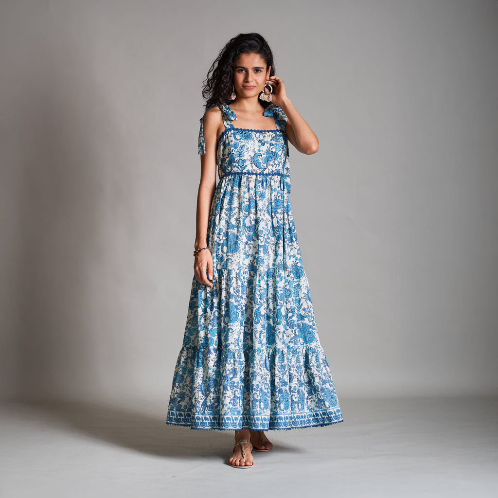 Edith Tiered Babydoll Tie Up Sundress