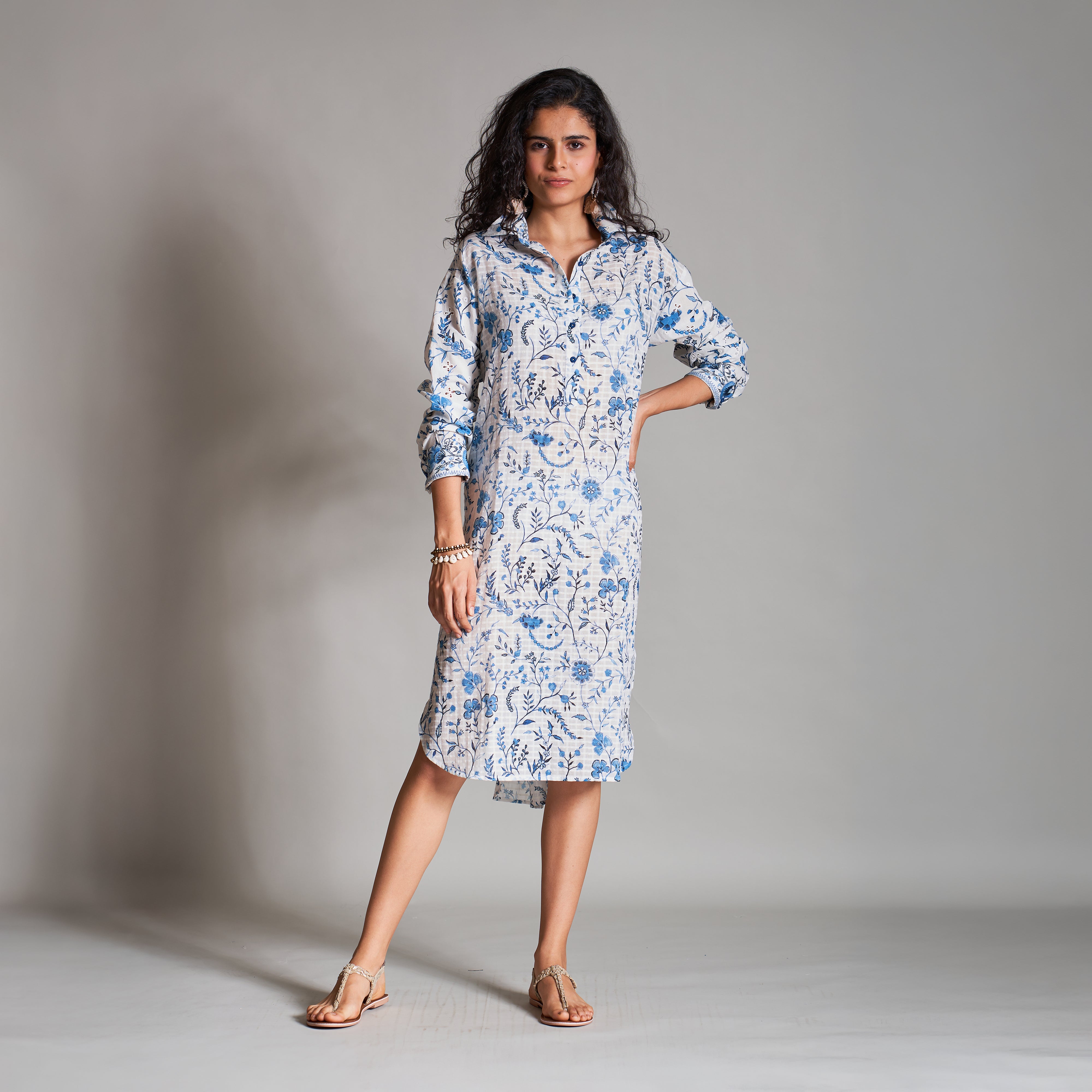 Vama Button Down Shirt Dress