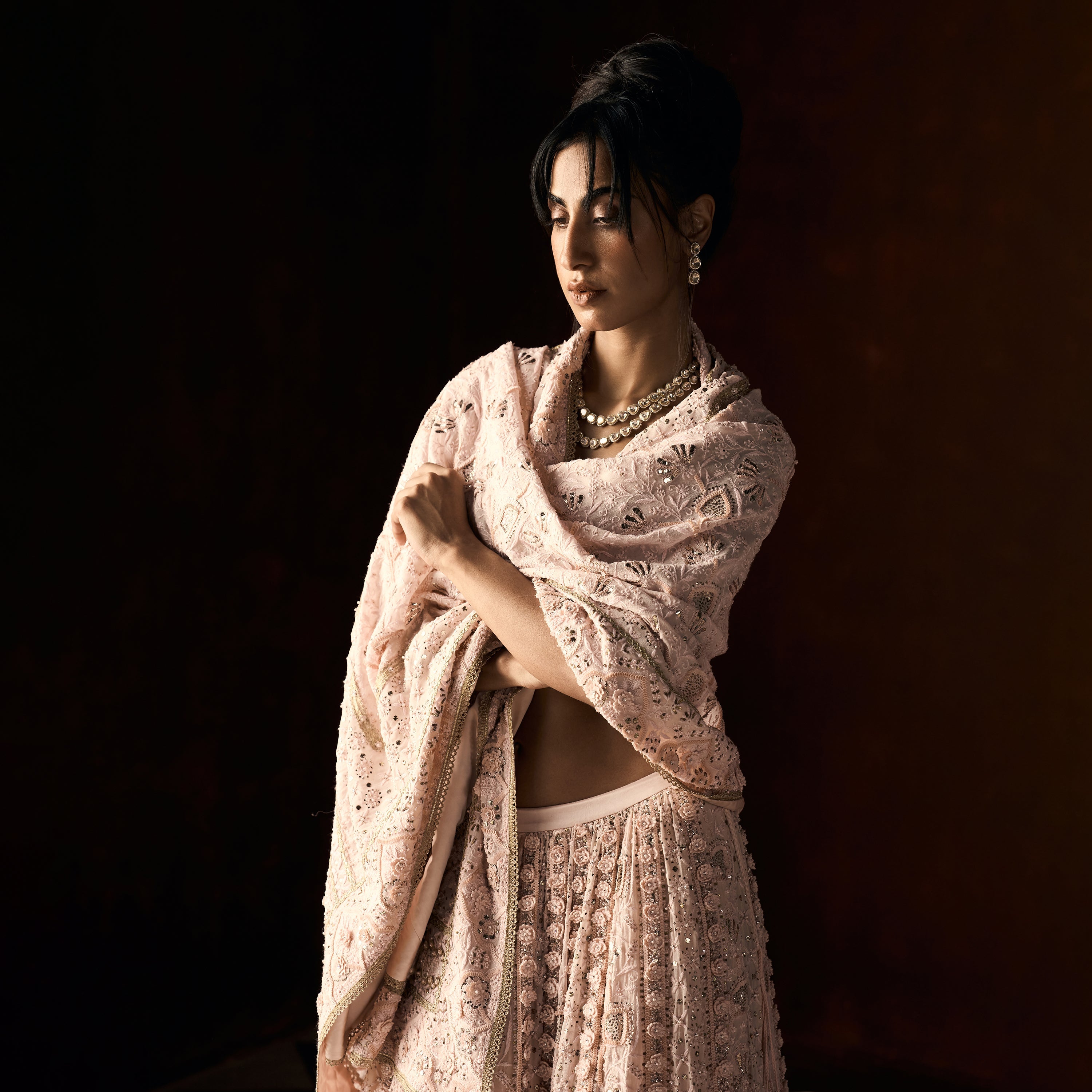 Ahliya Chikankari Blush Pink Lehanga