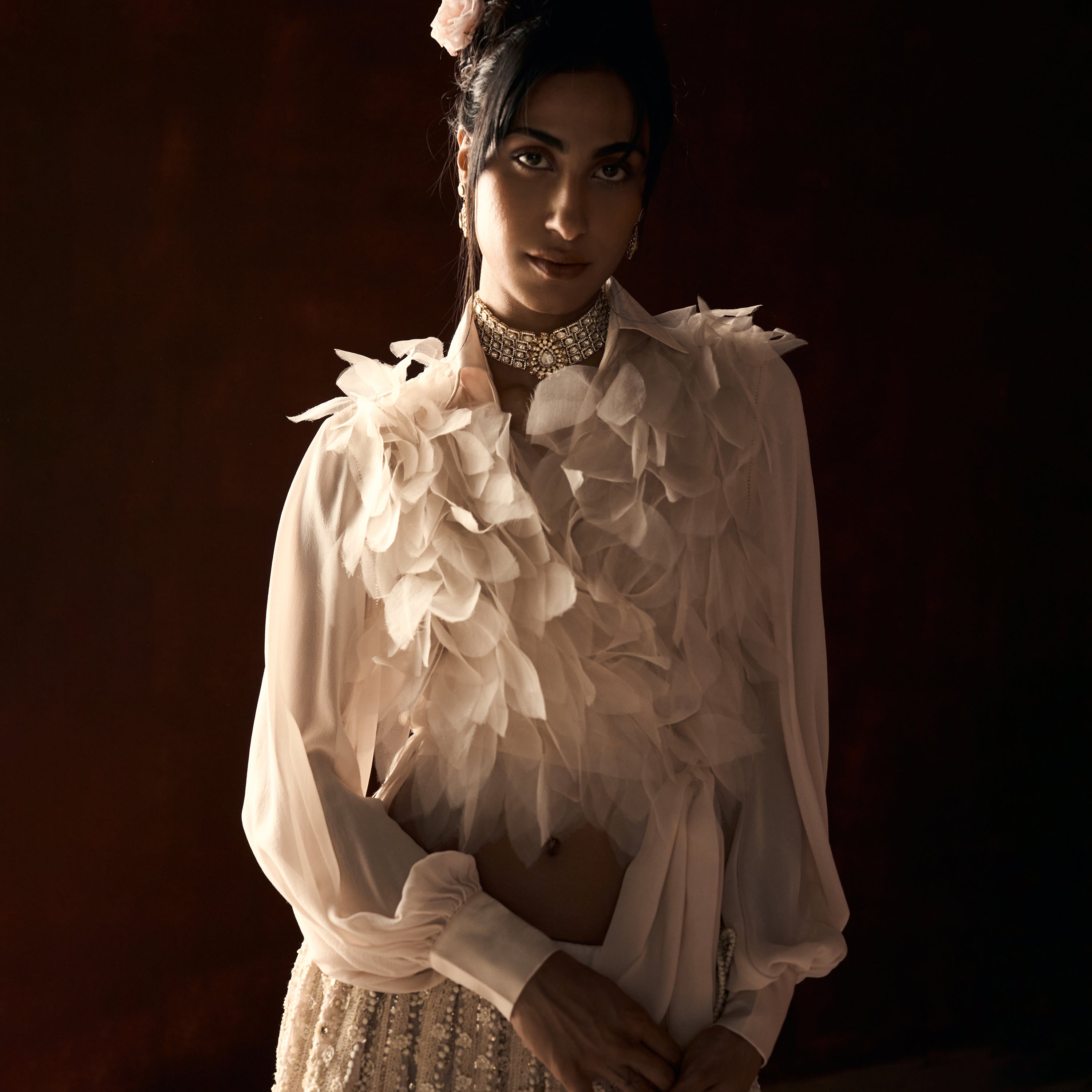 Chandrakala Chikankari Blush Peach Lehanga