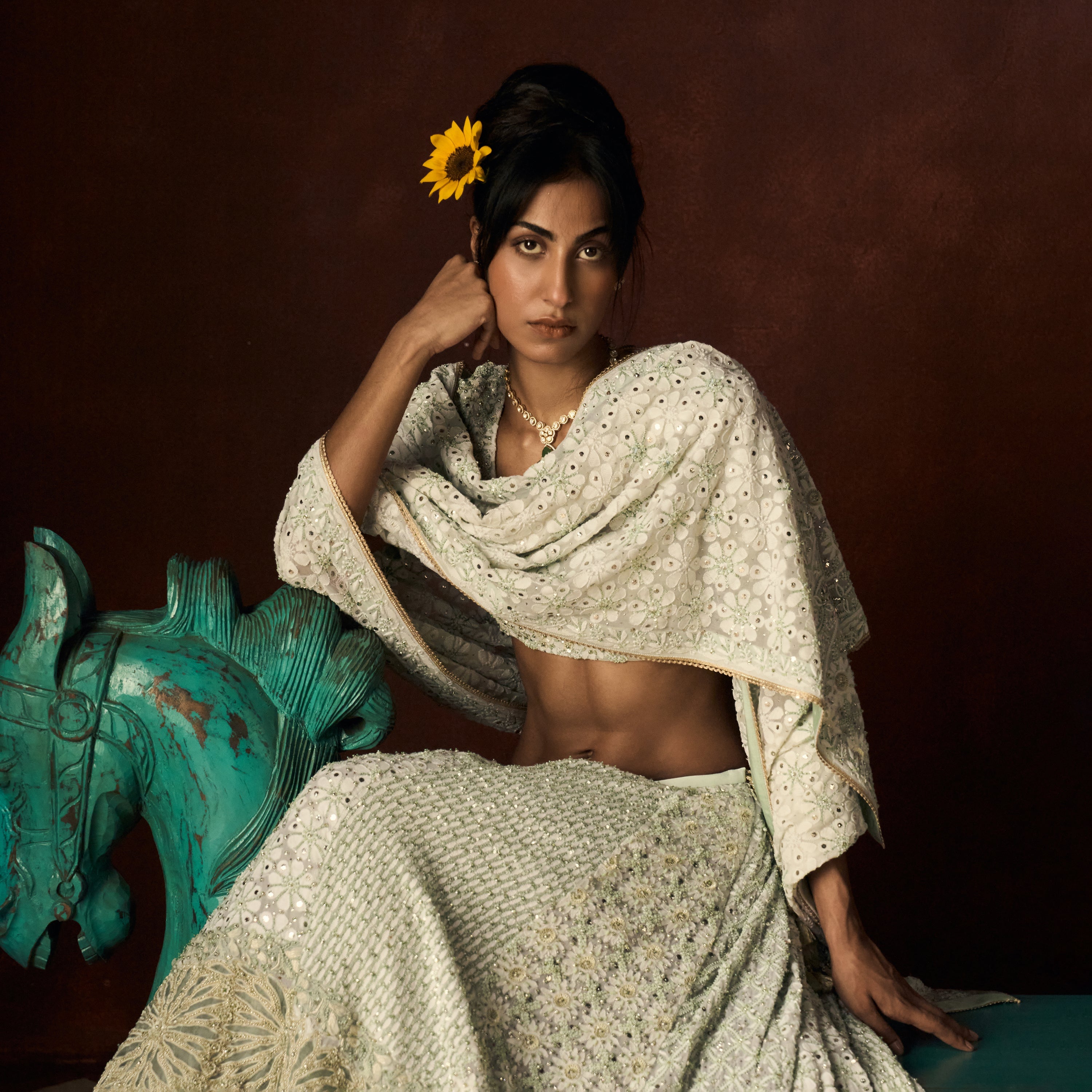 Sindhuja Chikankari Pale Mint Lehanga