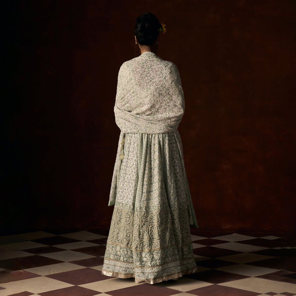 Sindhuja Chikankari Pale Mint Lehanga