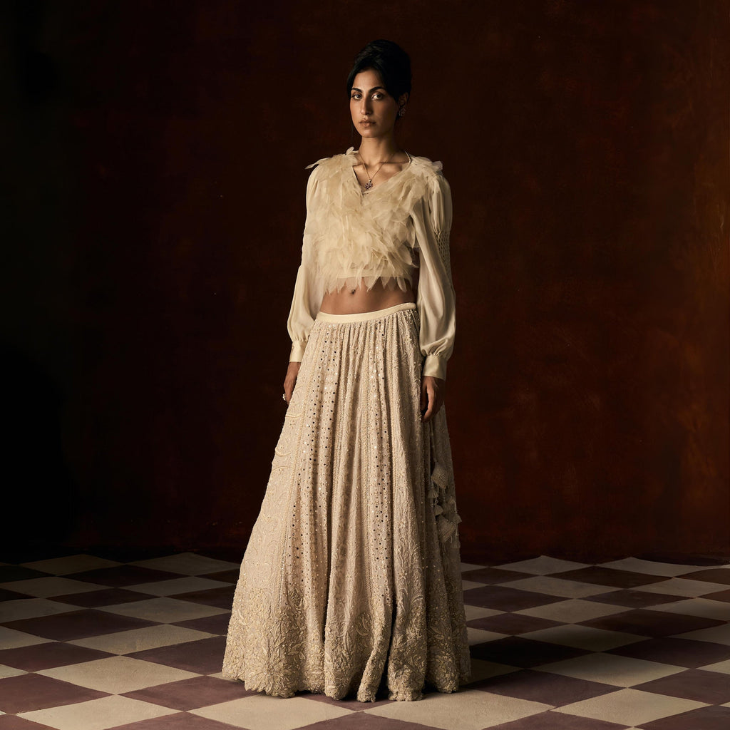 Rajeshwari Chikankari Pale Ecru Lehanga