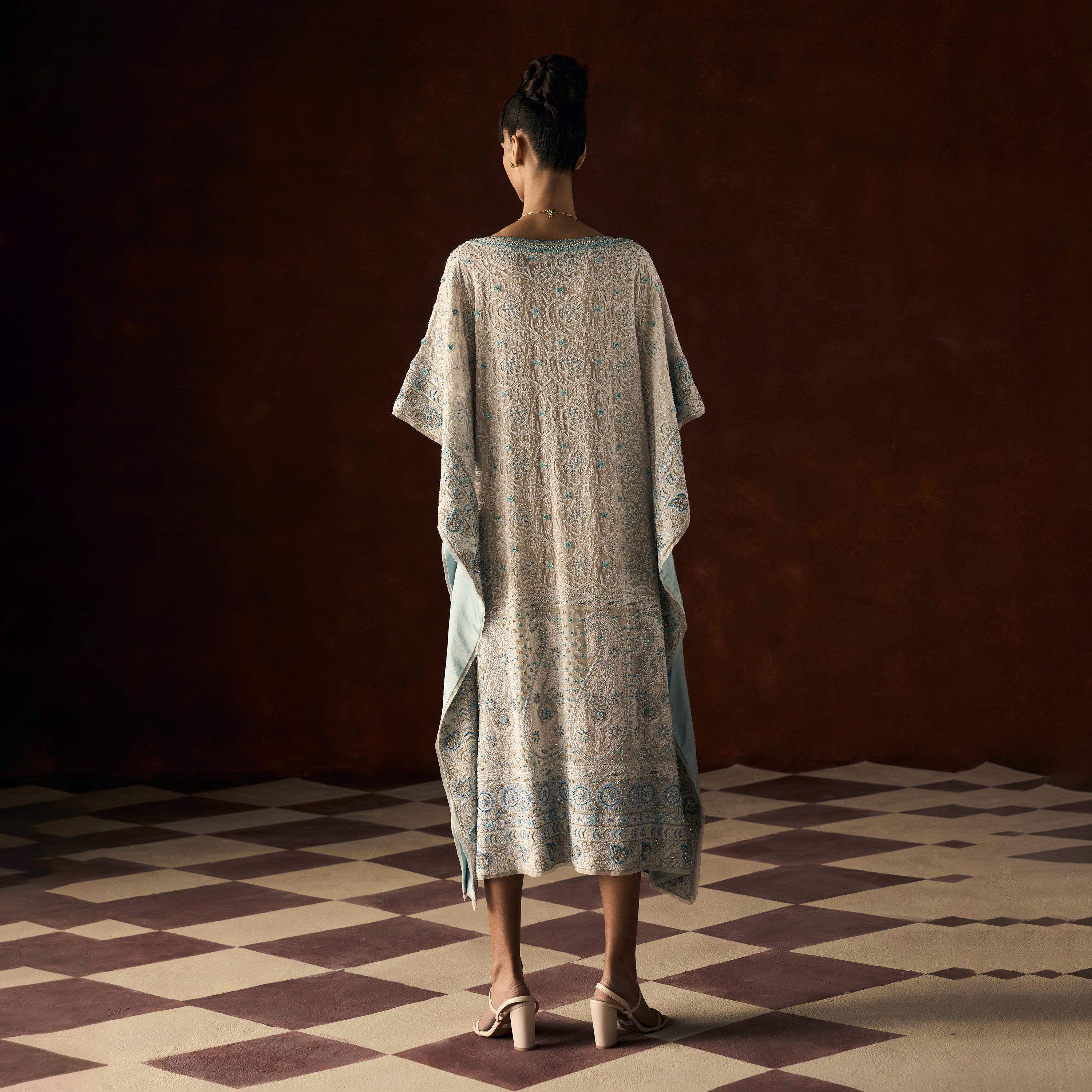 Trishala Chikankari Powder Blue Kaftan Outfit