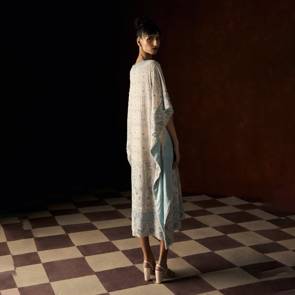 Trishala Chikankari Powder Blue Kaftan Outfit