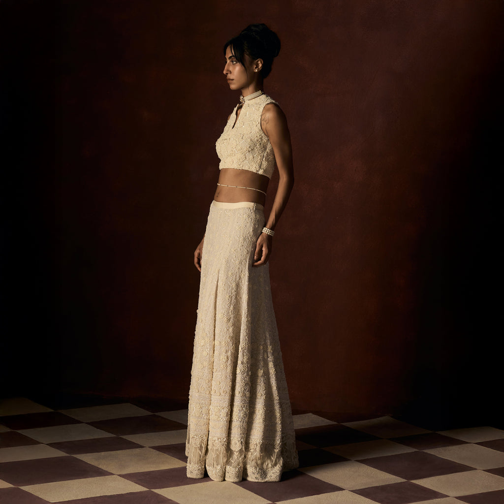 Hirabai Chikankari Ivory Lehanga