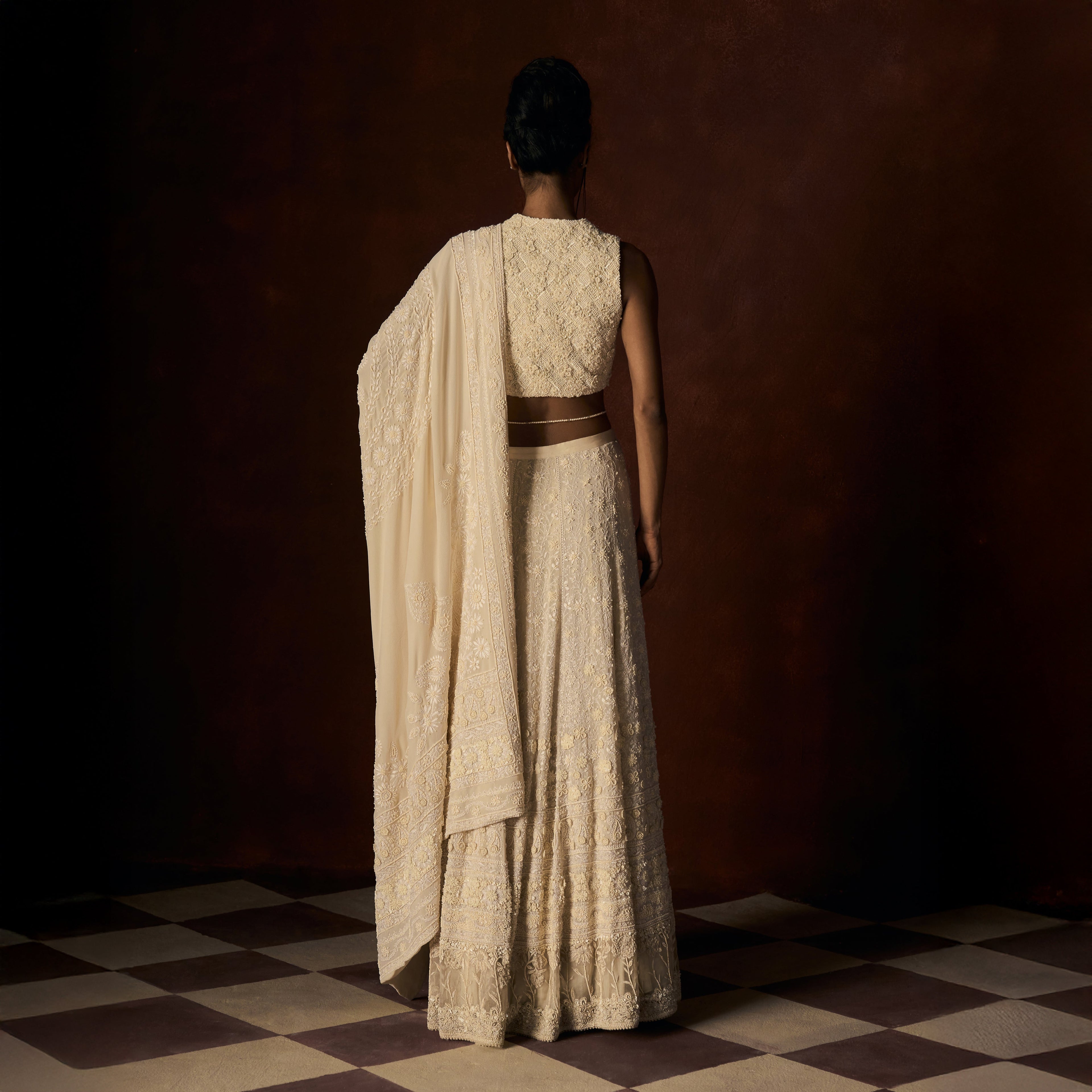 Hirabai Chikankari Ivory Lehanga