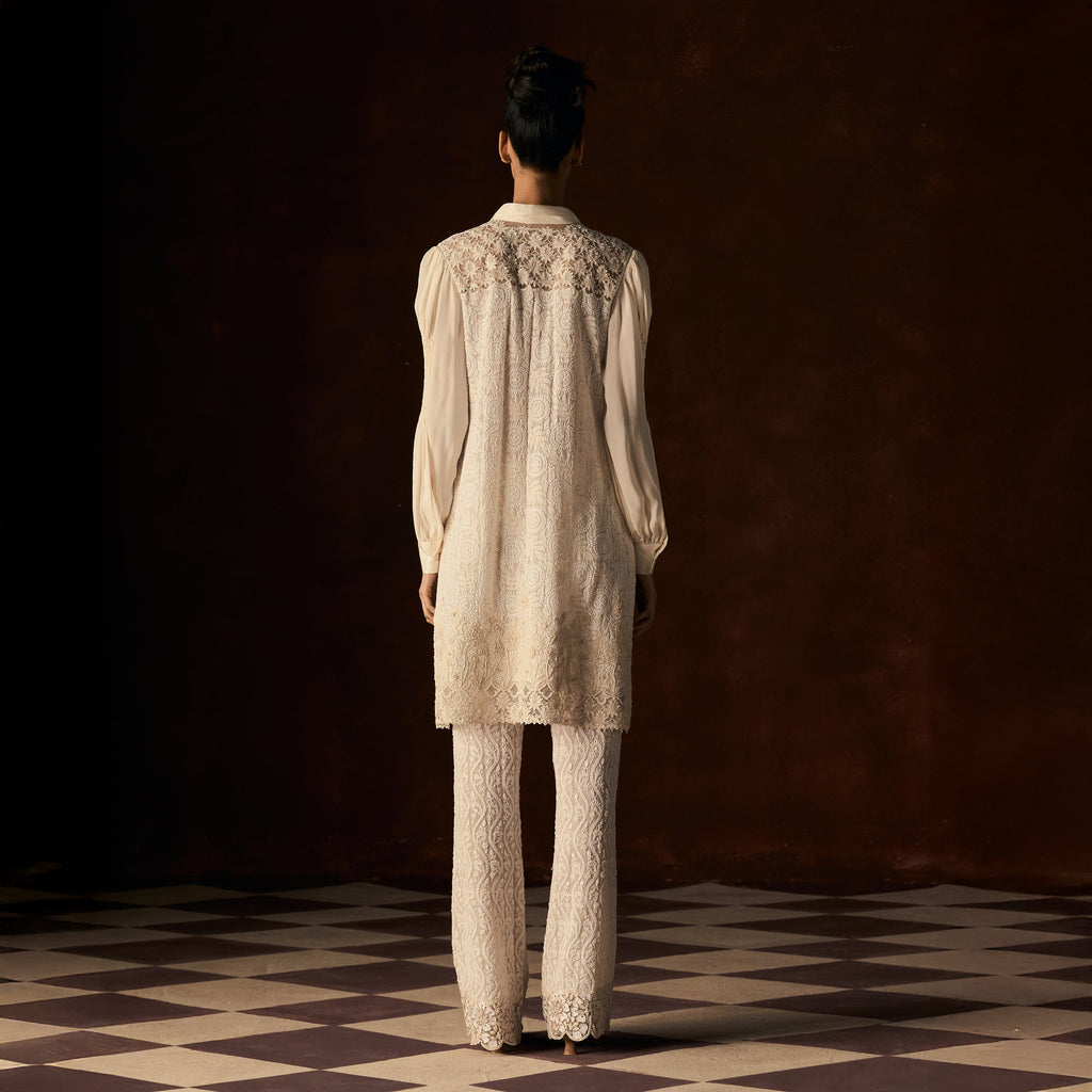 Indumati Chikankari Ivory Tunic