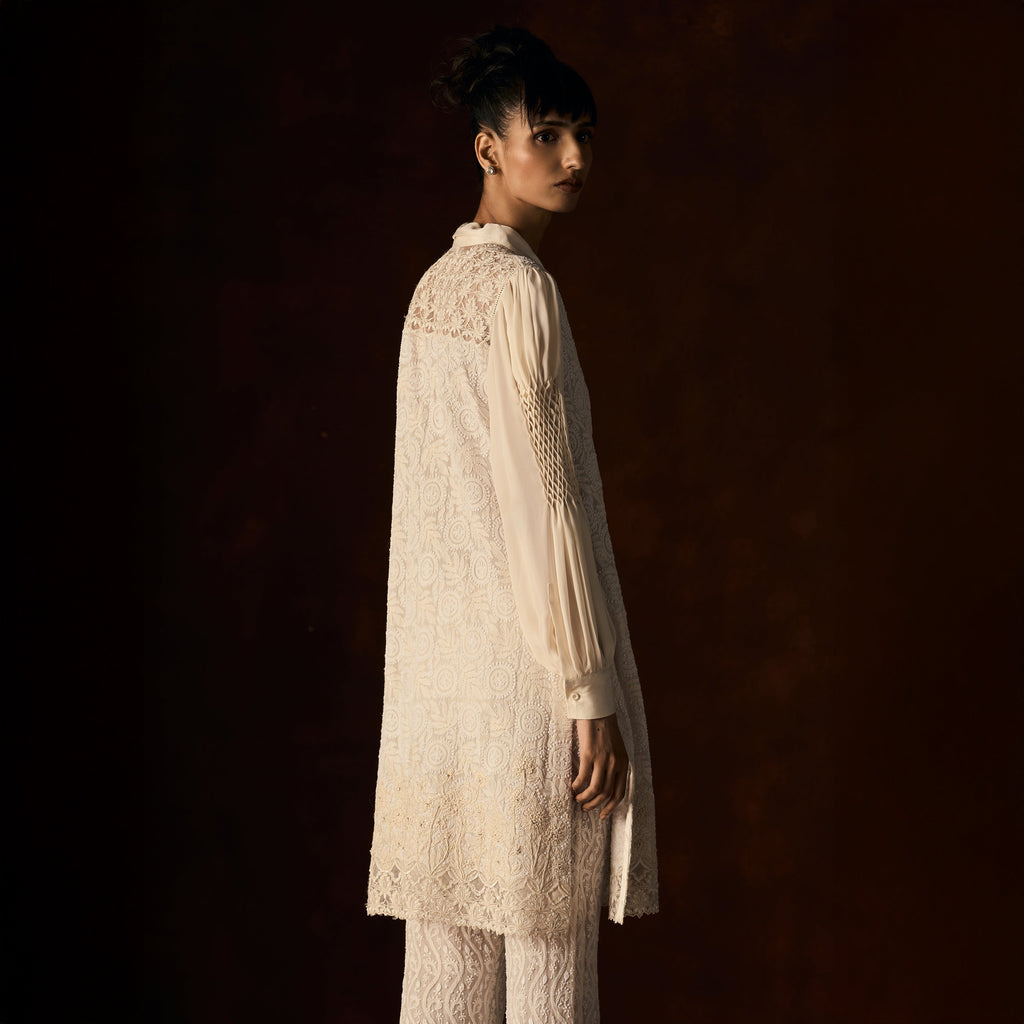 Indumati Chikankari Ivory Tunic