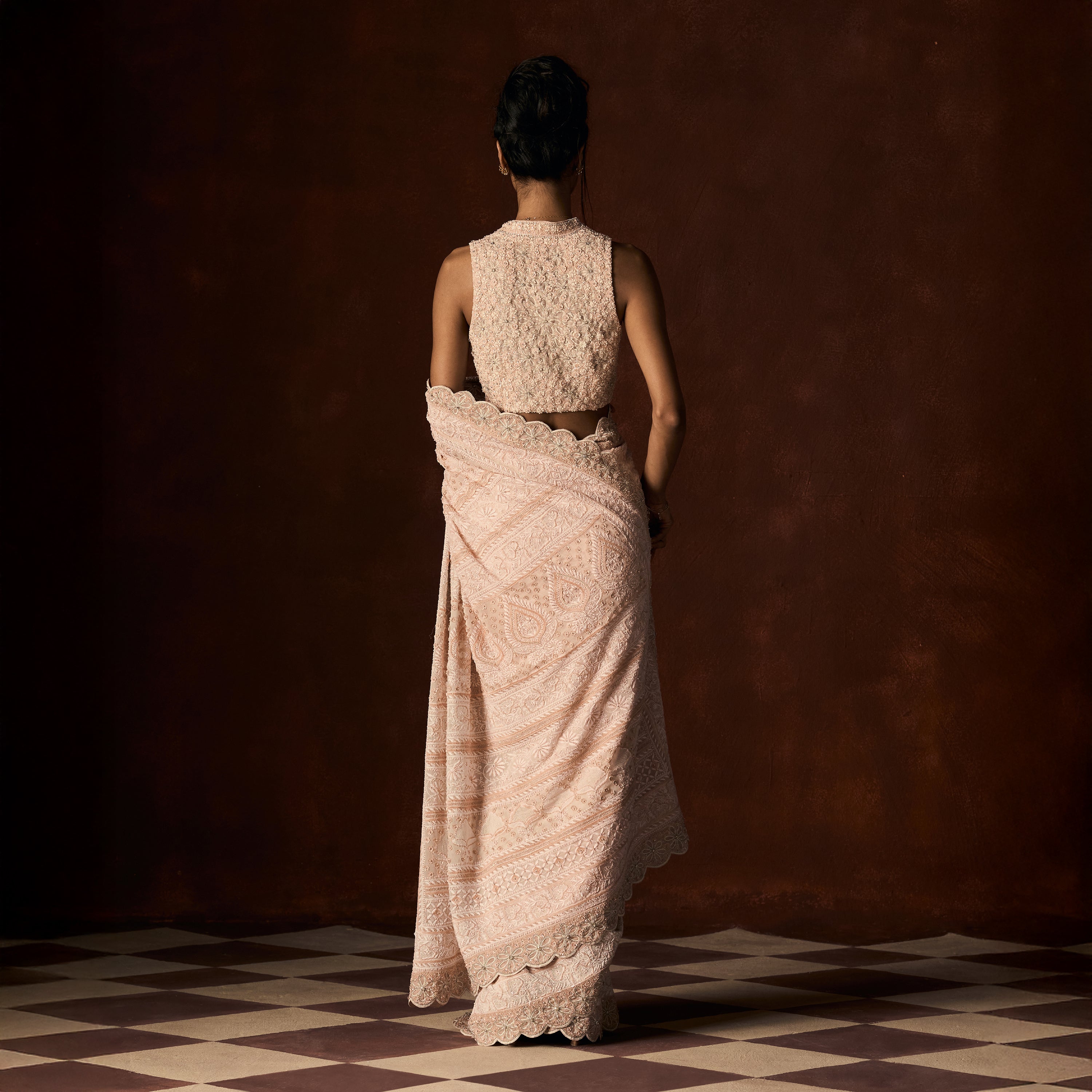 Vandana Embroidered Blush Pink Jewel Bodice